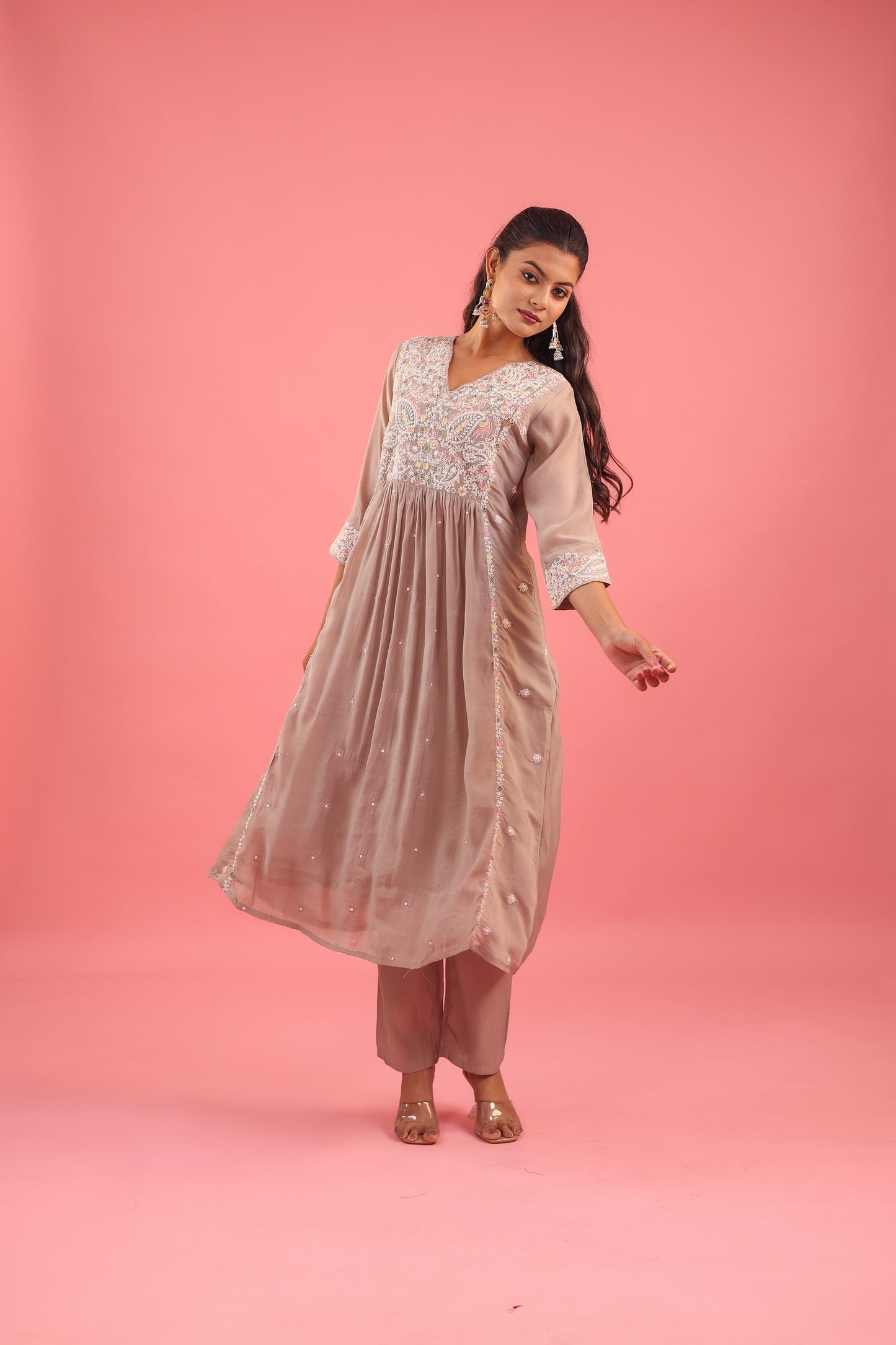 Graceful Radiance – Mul Chanderi Embroidered Suit Set