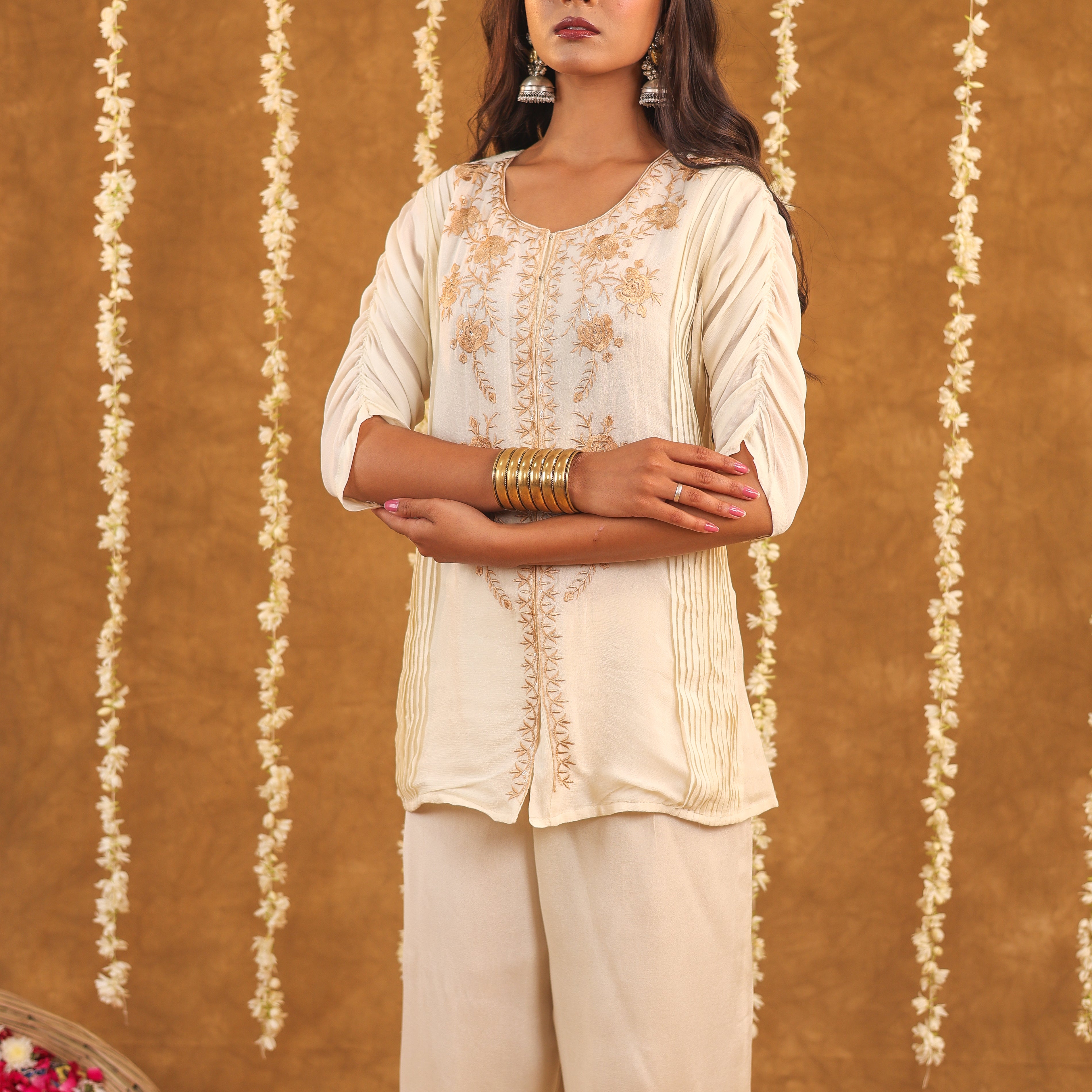 Serene Bloom Chinon Embroidered Co-ord set