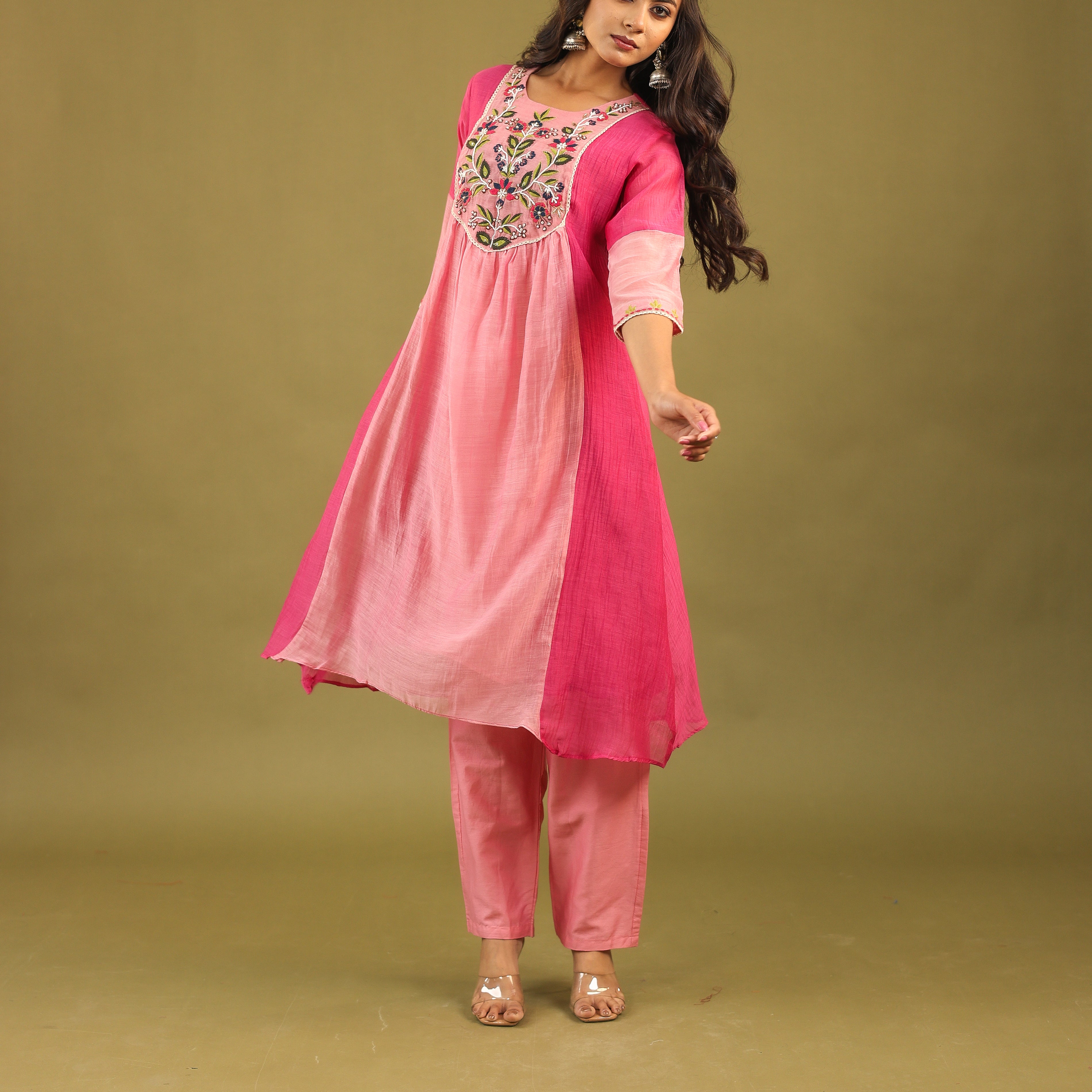 Graceful Radiance – Mul Chanderi Embroidered Suit Set