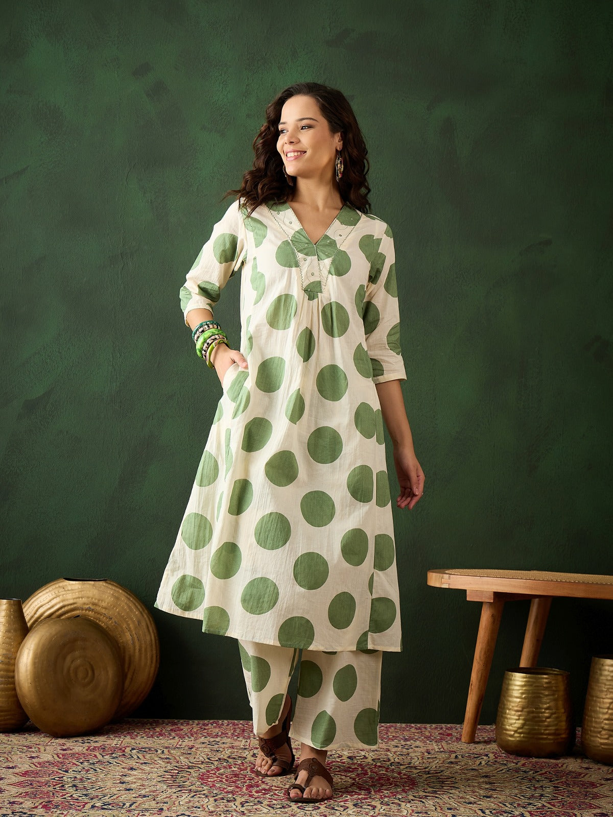 Elegant Pure Mul Cotton Co-ord Set – Breathable, Soft & Stylish (Green)