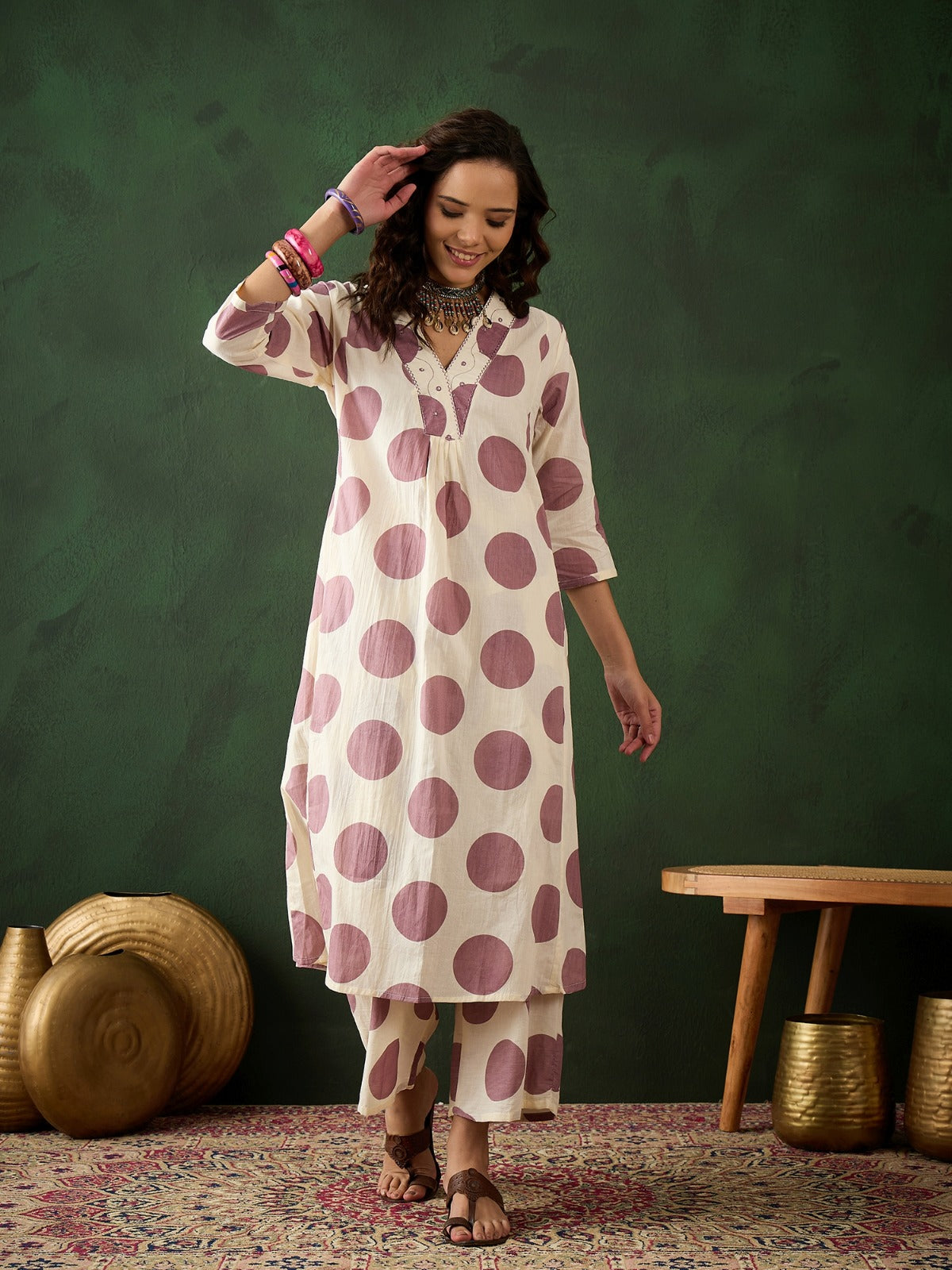 Elegant Pure Mul Cotton Co-ord Set – Breathable, Soft & Stylish (Purple)