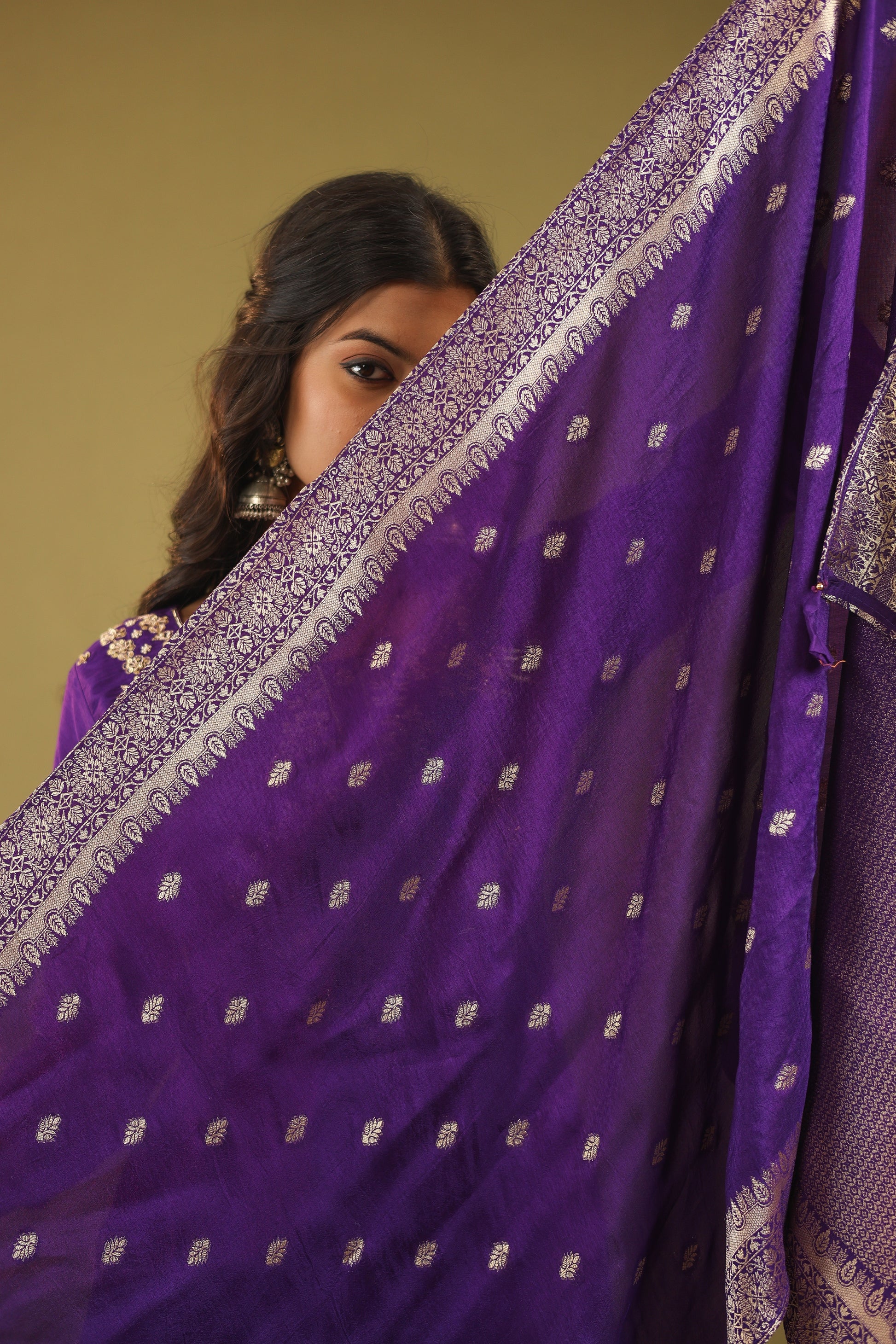 Regal Allure – Embroidered Dola Silk Suit Set for Women