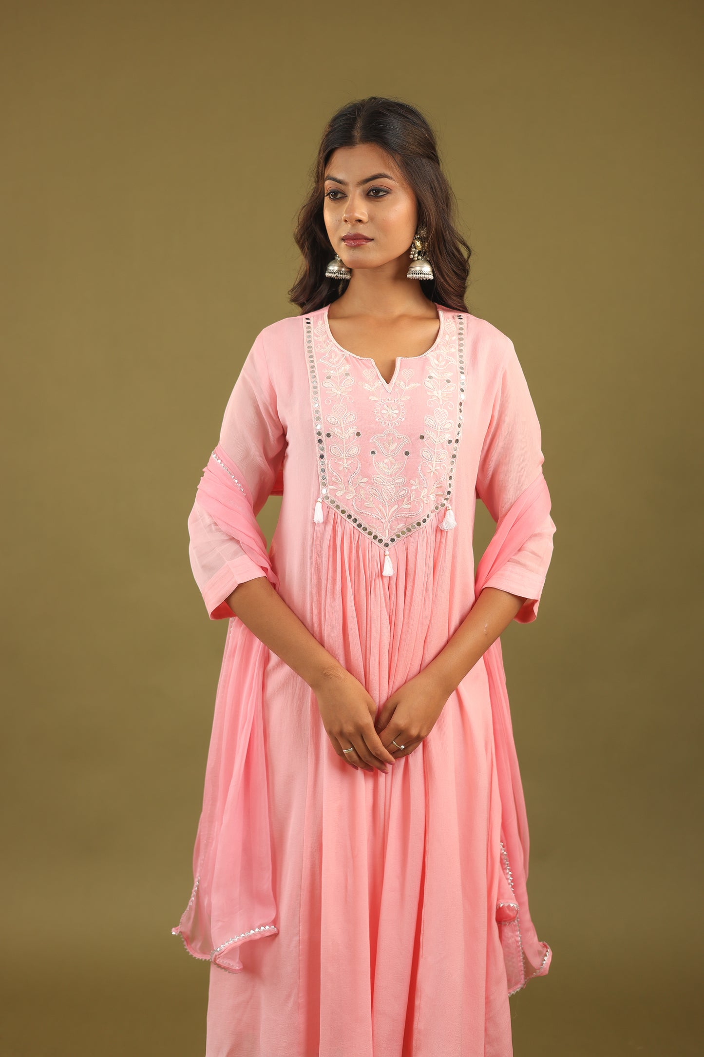 Ethereal Elegance – Chinon Silk Embroidered Suit Set