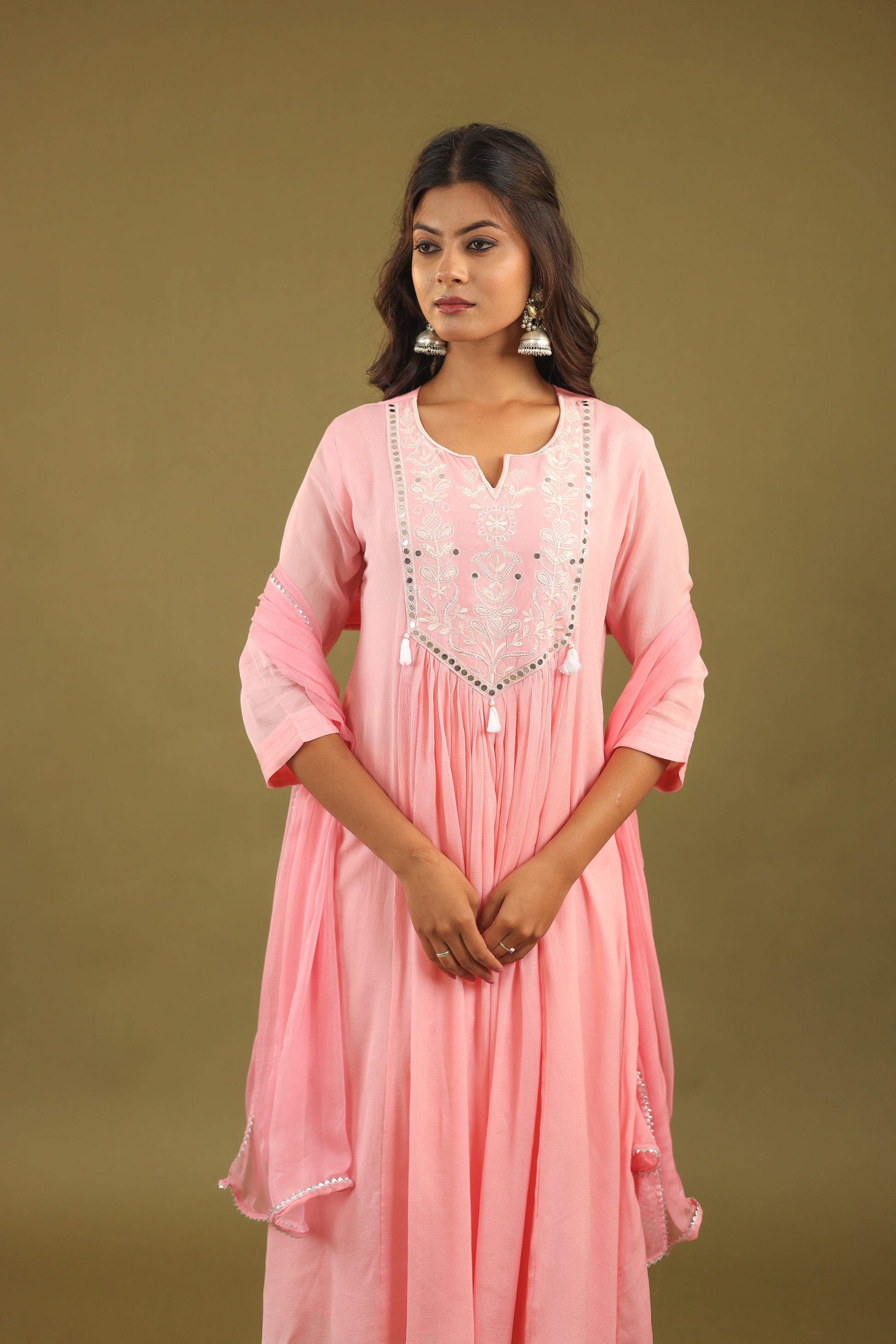 Ethereal Elegance – Chinon Silk Embroidered Suit Set