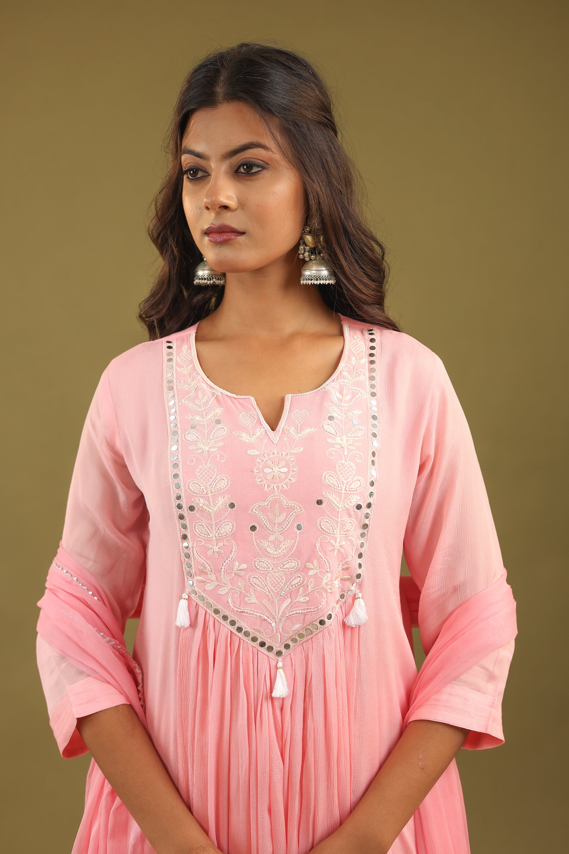 Ethereal Elegance – Chinon Silk Embroidered Suit Set