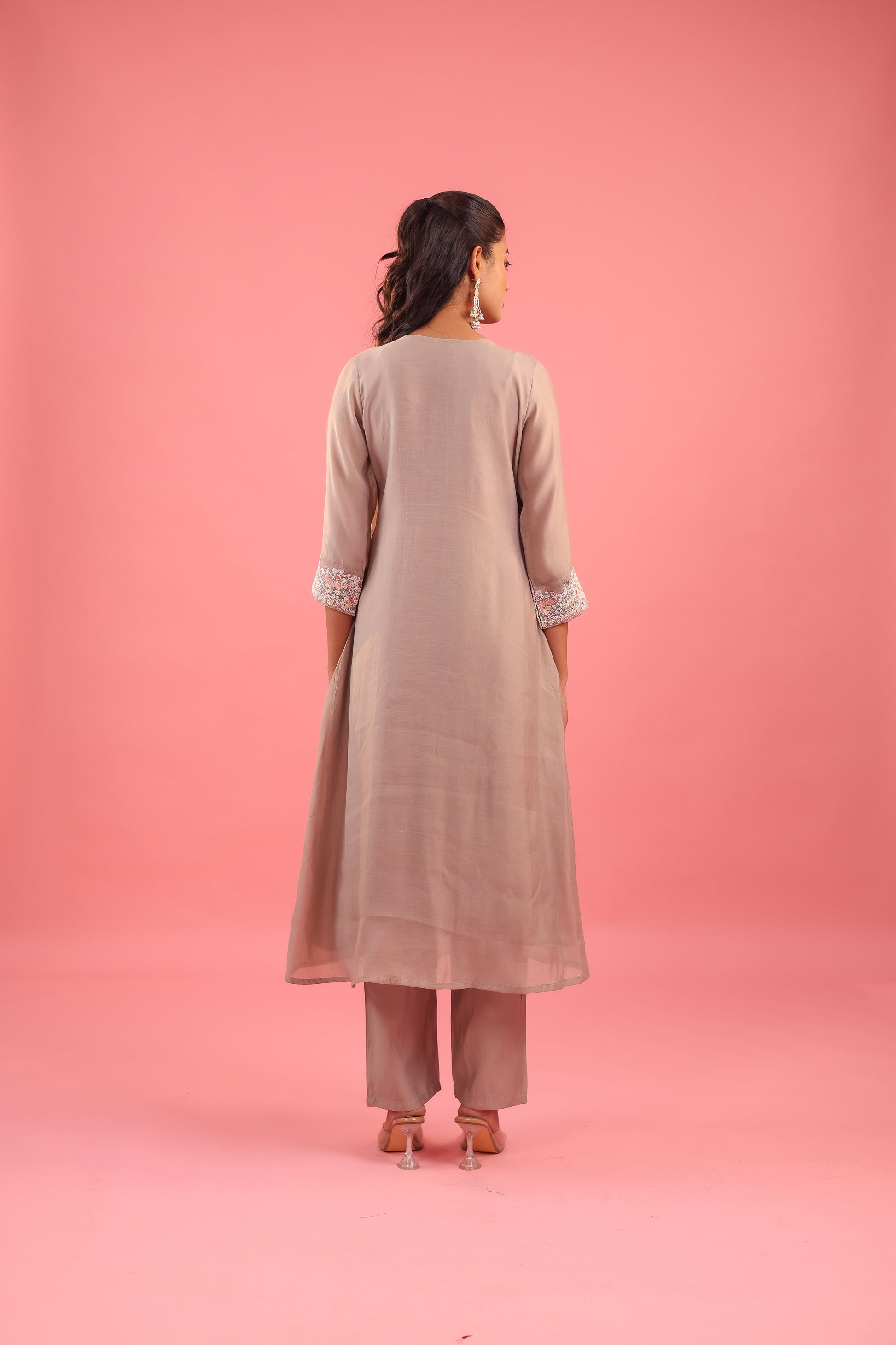 Graceful Radiance – Mul Chanderi Embroidered Suit Set