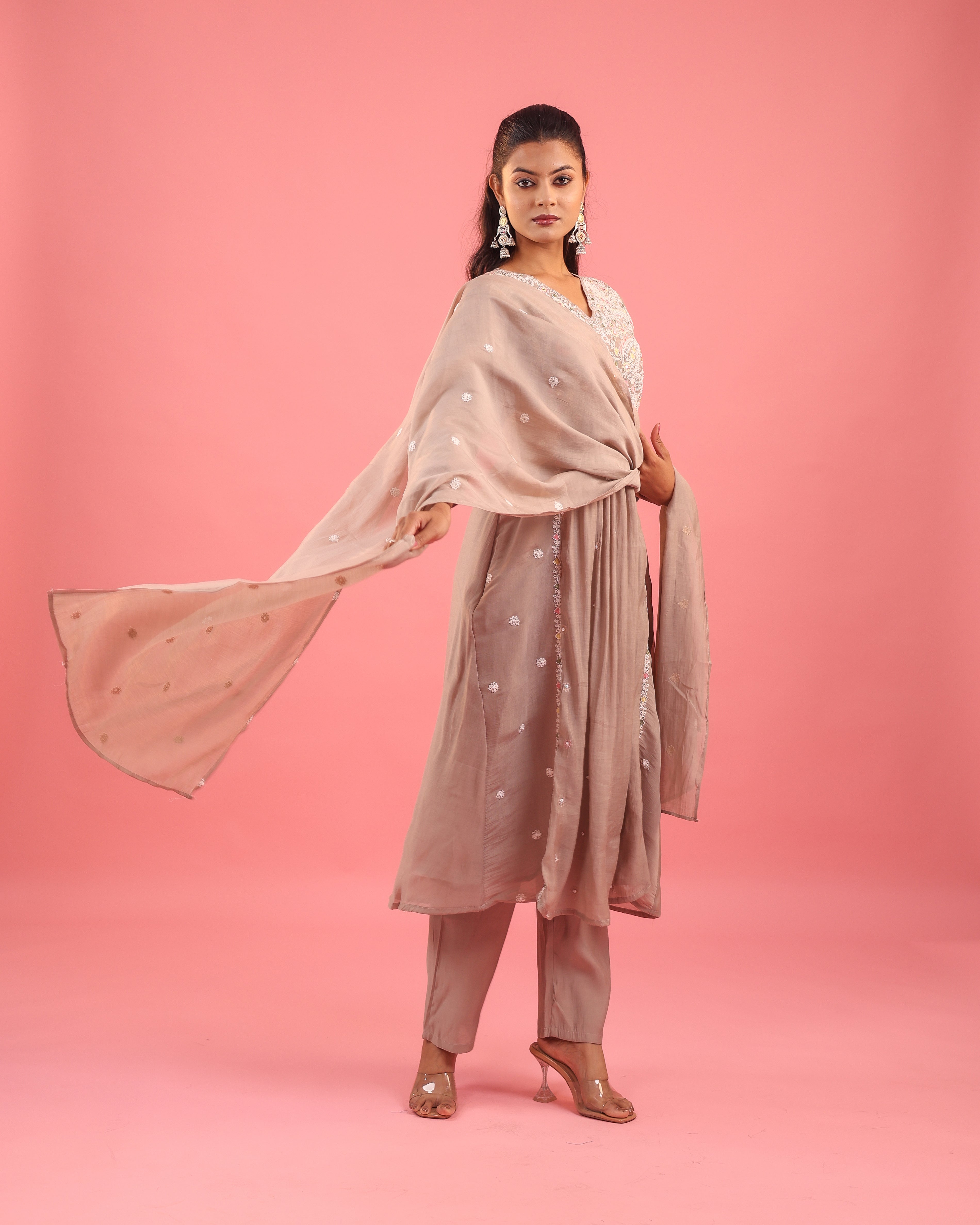 Graceful Radiance – Mul Chanderi Embroidered Suit Set