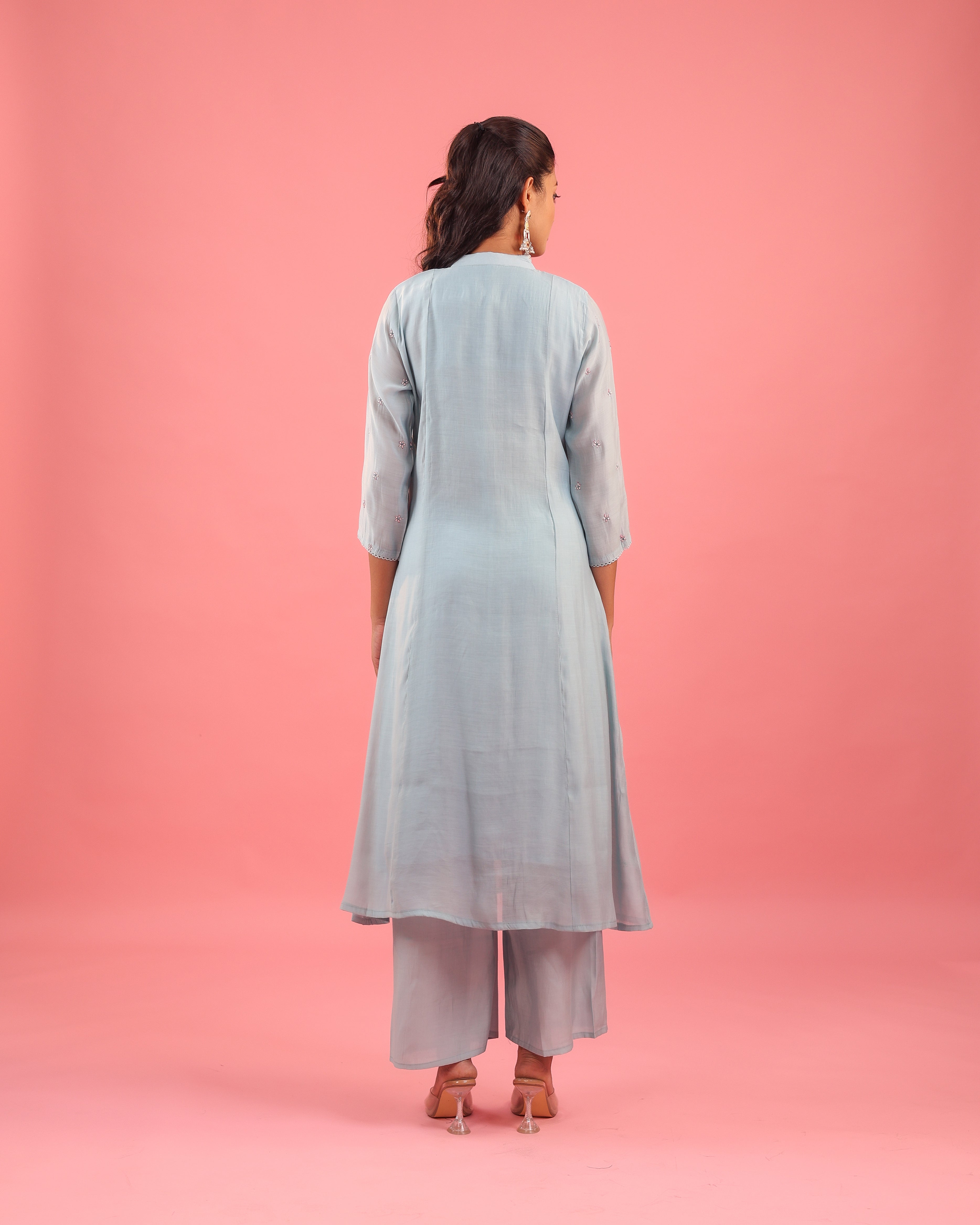 Graceful Radiance – Mul Chanderi Embroidered Suit Set