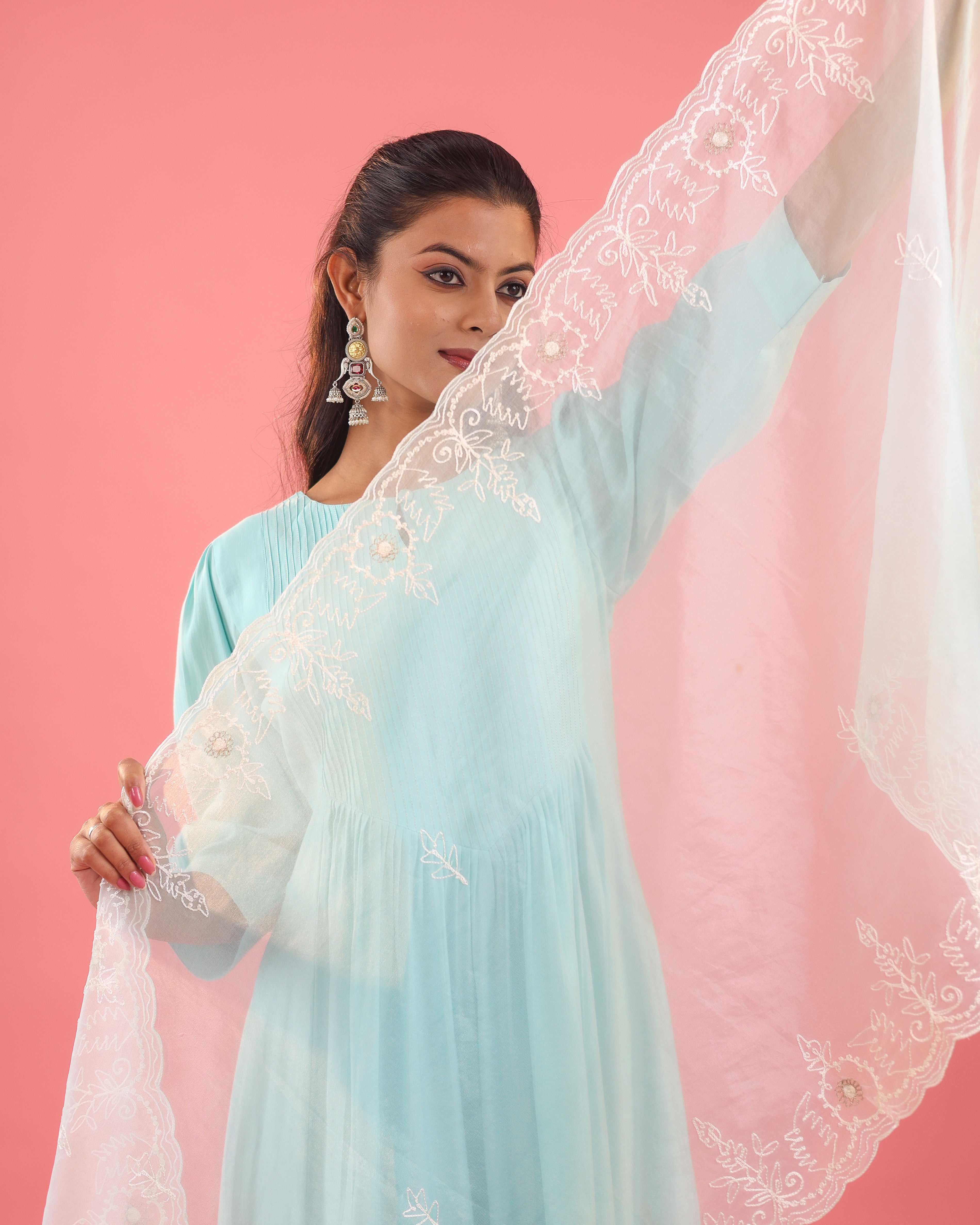 Graceful Radiance – Mul Chanderi Embroidered Suit Set