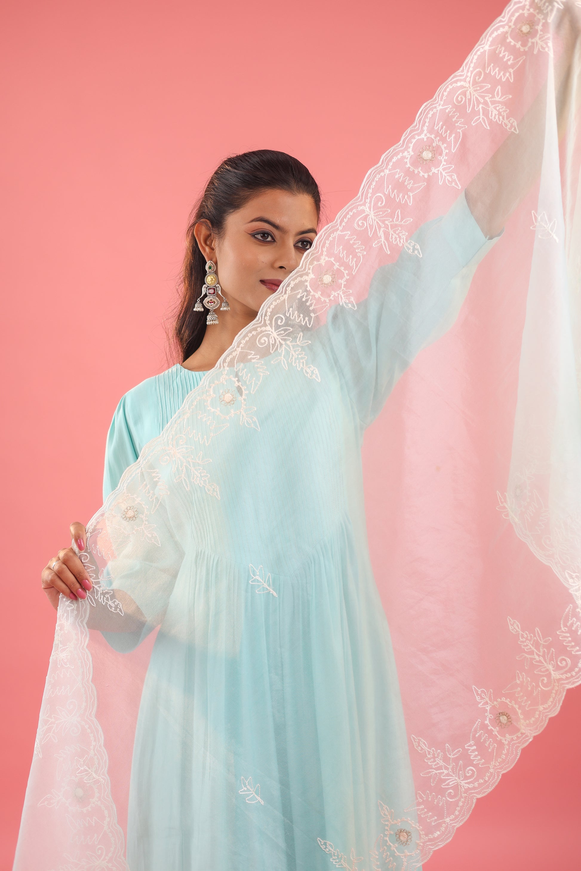 Graceful Radiance – Mul Chanderi Embroidered Suit Set