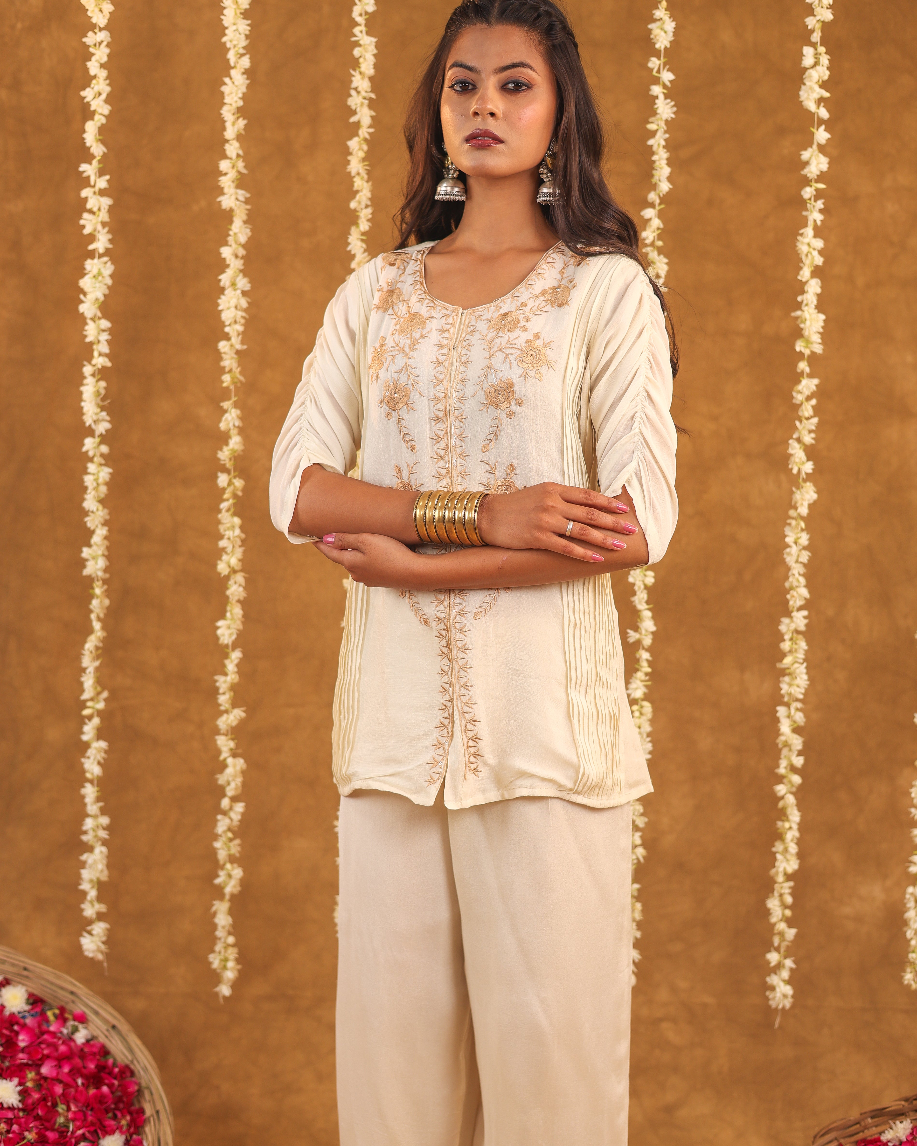 Serene Bloom Chinon Embroidered Co-ord set