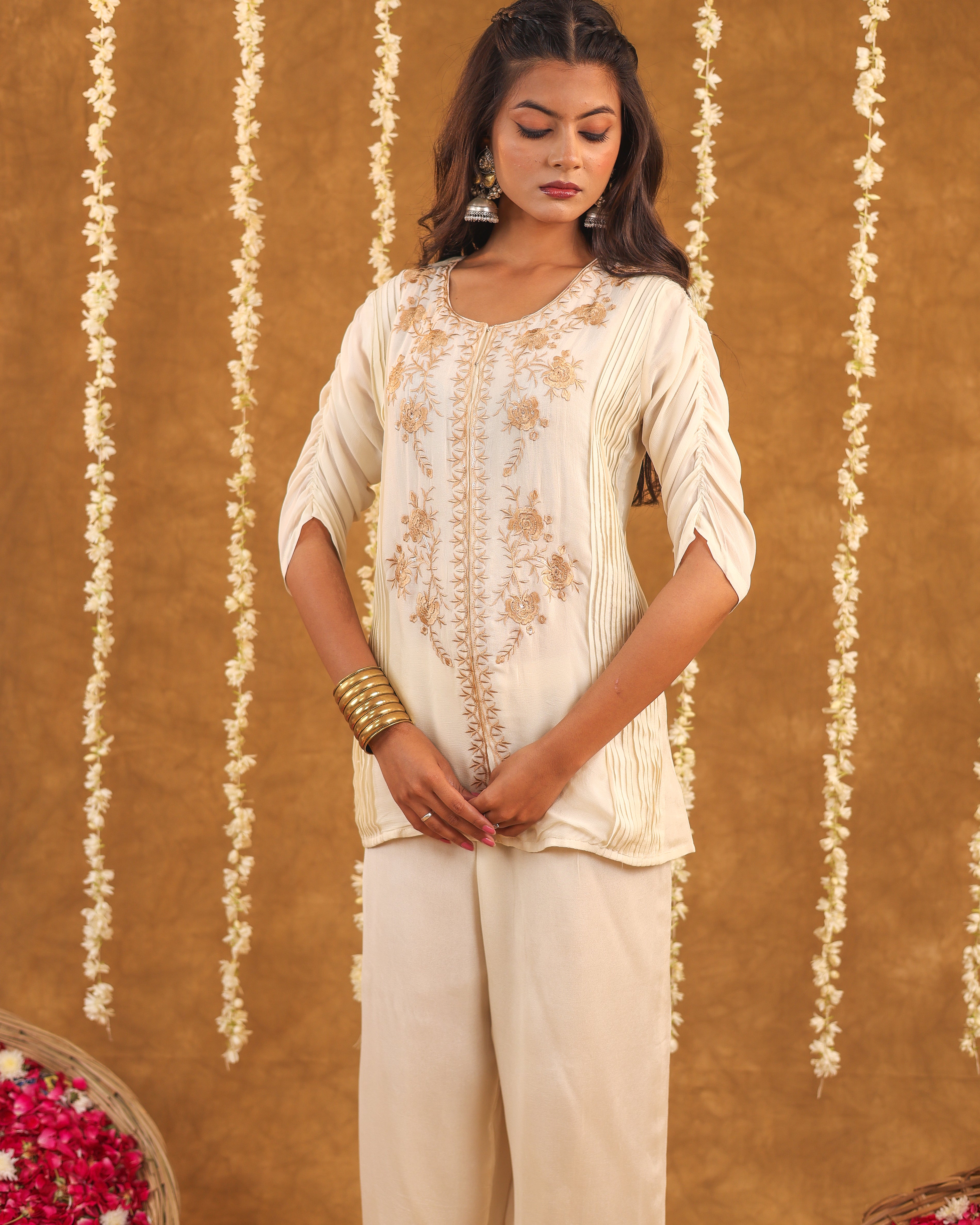 Serene Bloom Chinon Embroidered Co-ord set
