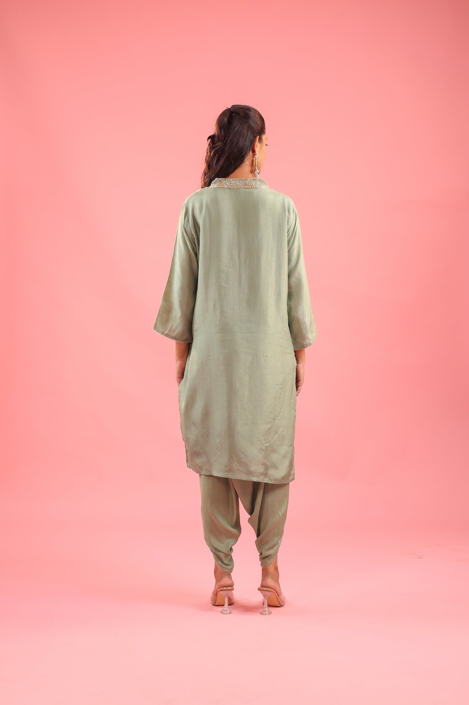 Regal Allure – Embroidered Dola Silk Suit Set for Women