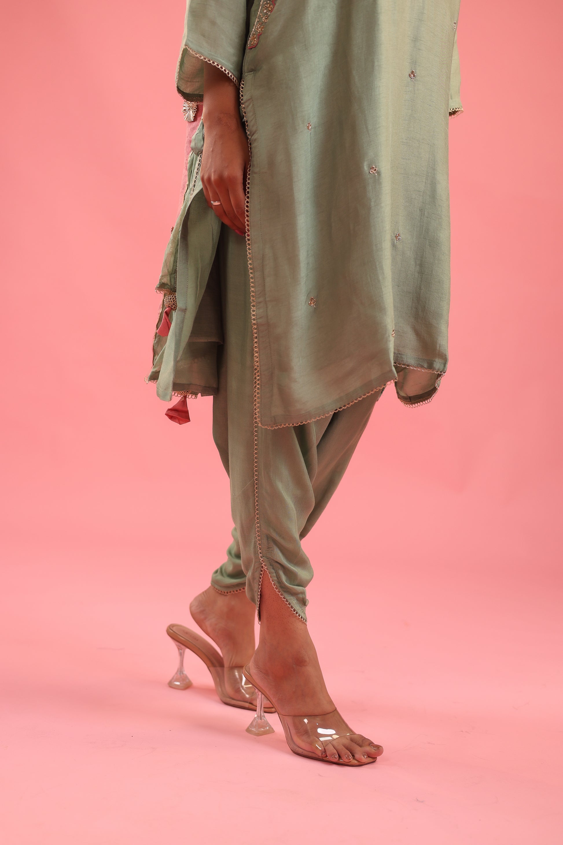 Regal Allure – Embroidered Dola Silk Suit Set for Women