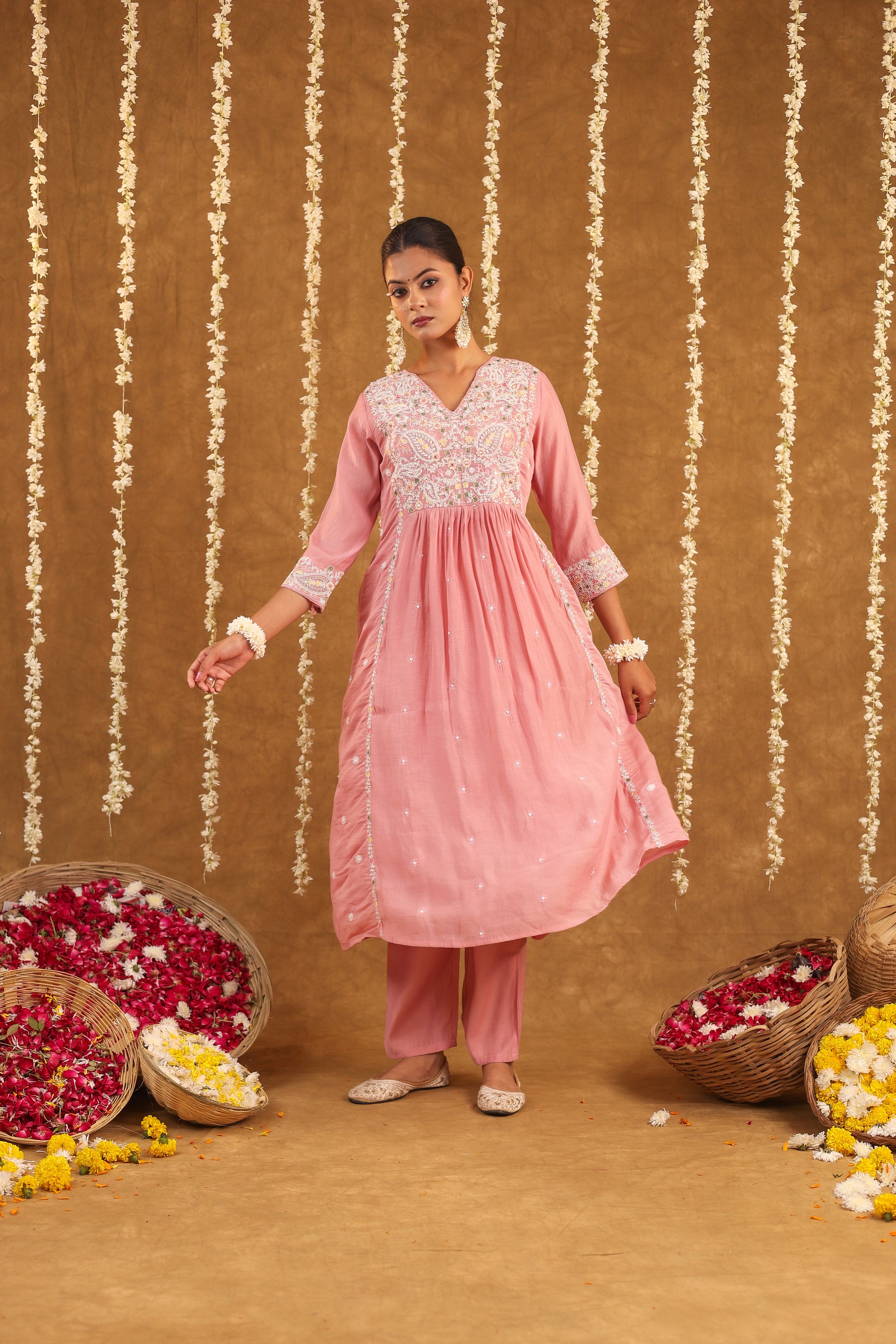 Graceful Radiance – Mul Chanderi Embroidered Suit Set