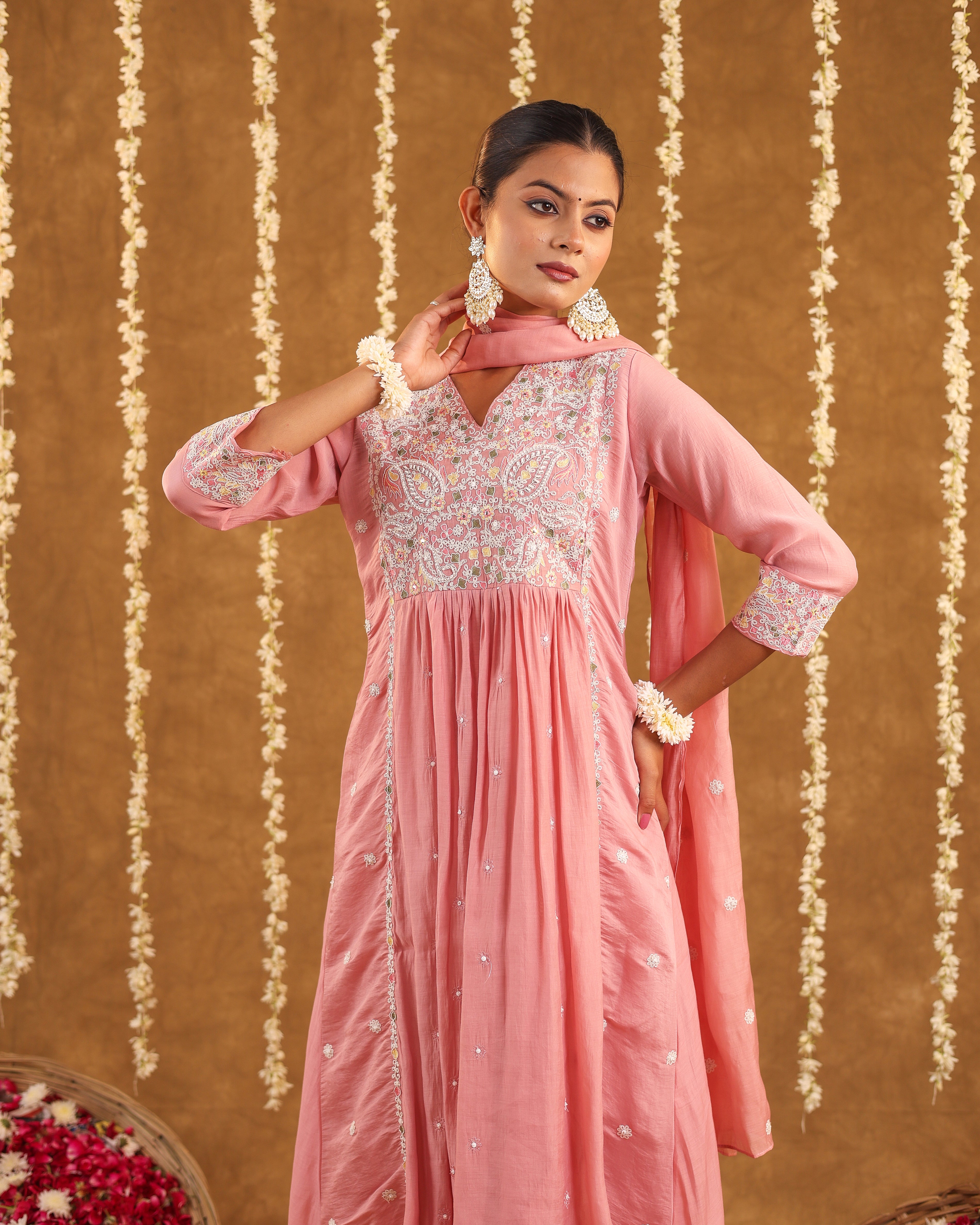 Graceful Radiance – Mul Chanderi Embroidered Suit Set
