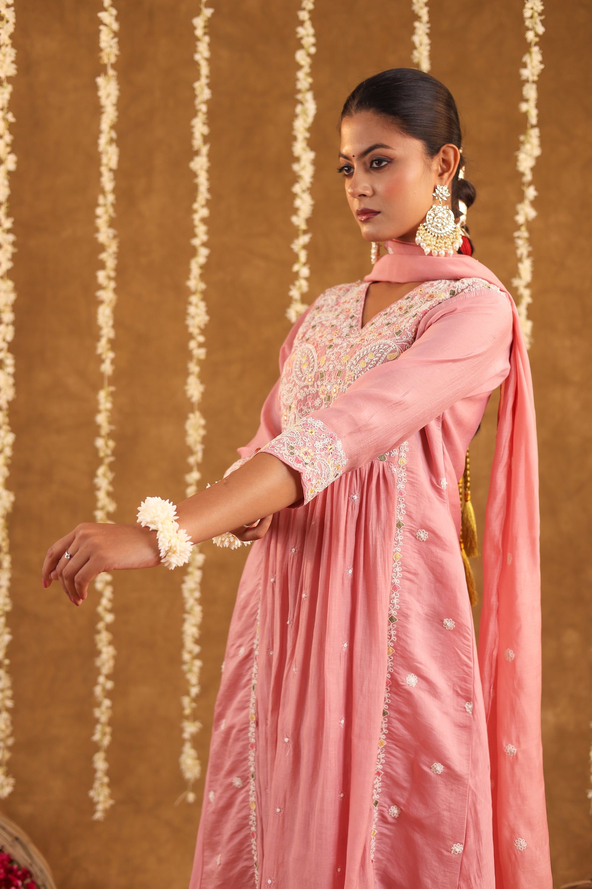 Graceful Radiance – Mul Chanderi Embroidered Suit Set