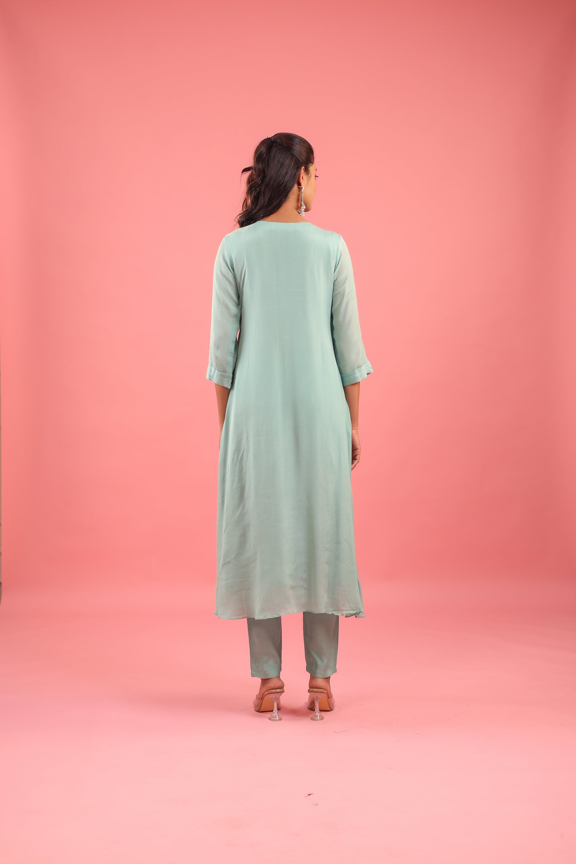Ethereal Elegance – Chinon Silk Embroidered Suit Set
