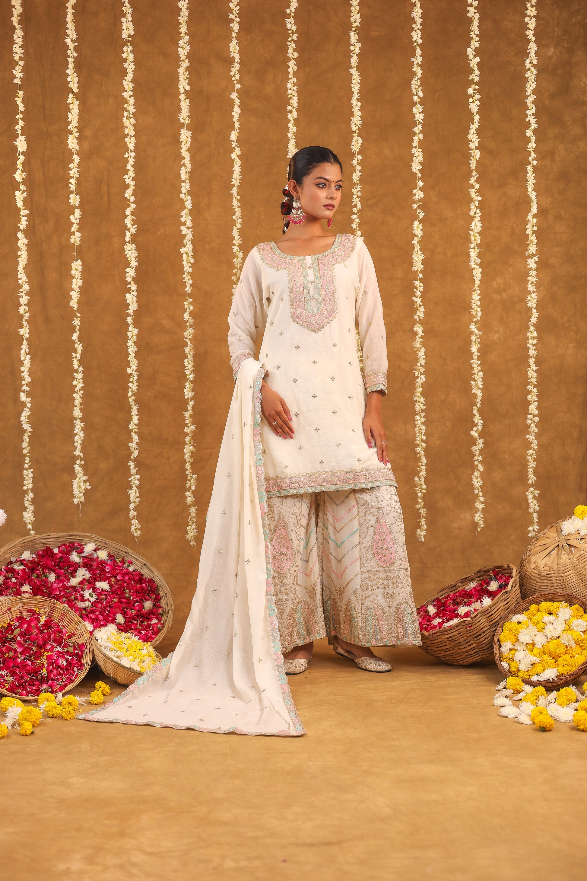 Ethereal Elegance – Chinon Silk Embroidered Suit Set