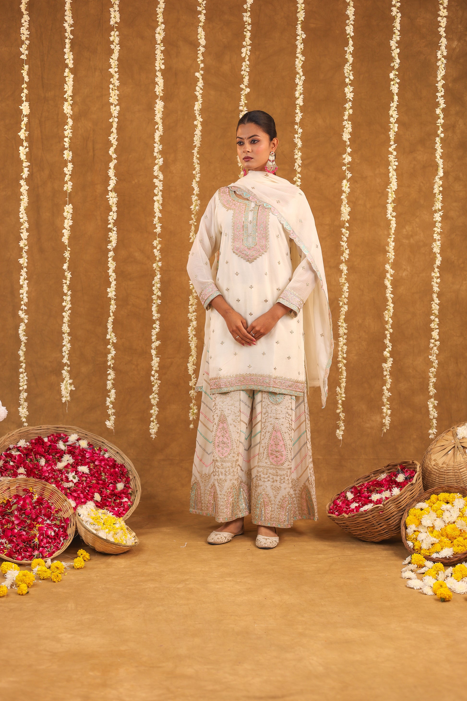 Ethereal Elegance – Chinon Silk Embroidered Suit Set