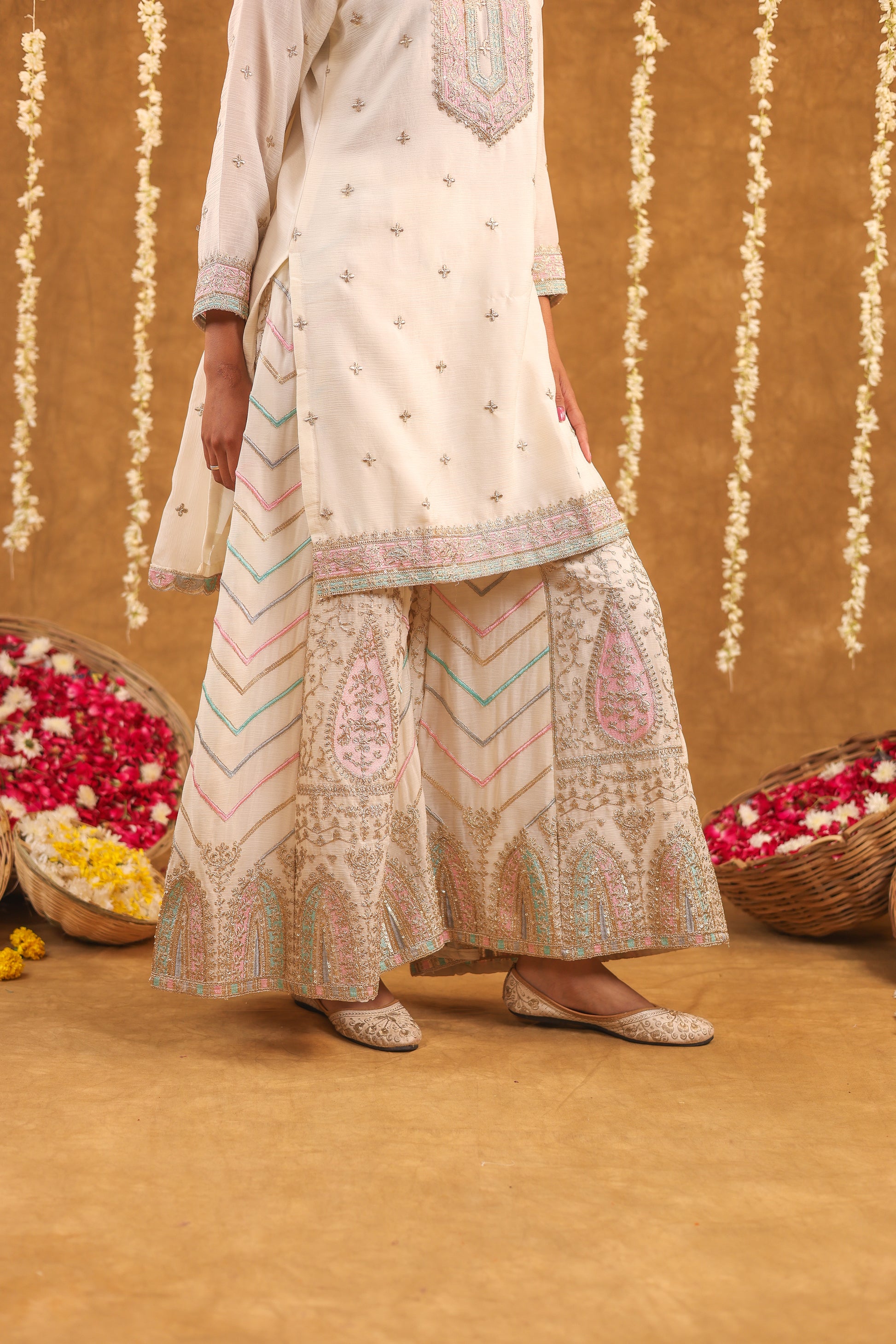 Ethereal Elegance – Chinon Silk Embroidered Suit Set