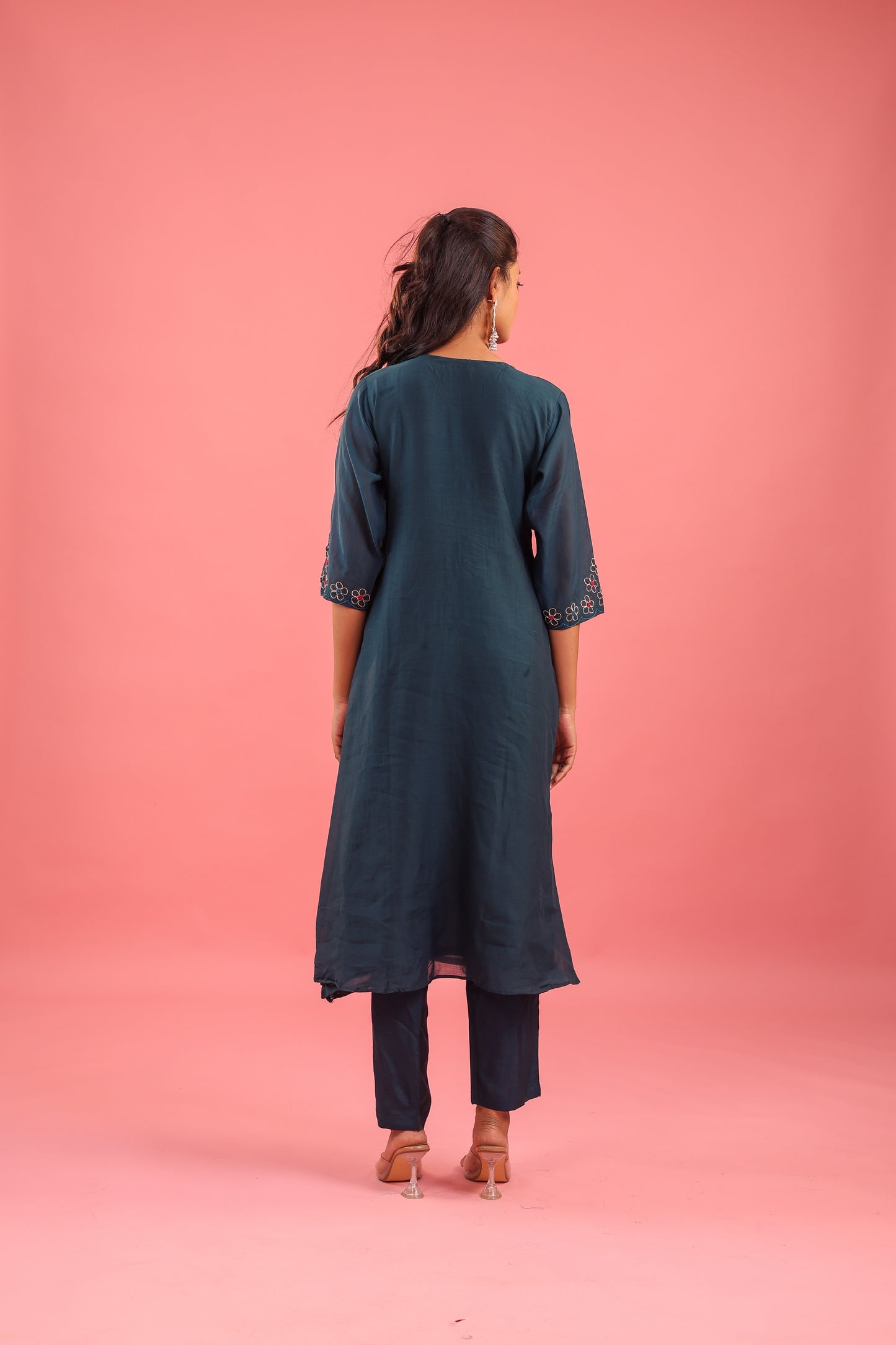 Graceful Radiance – Mul Chanderi Embroidered Suit Set