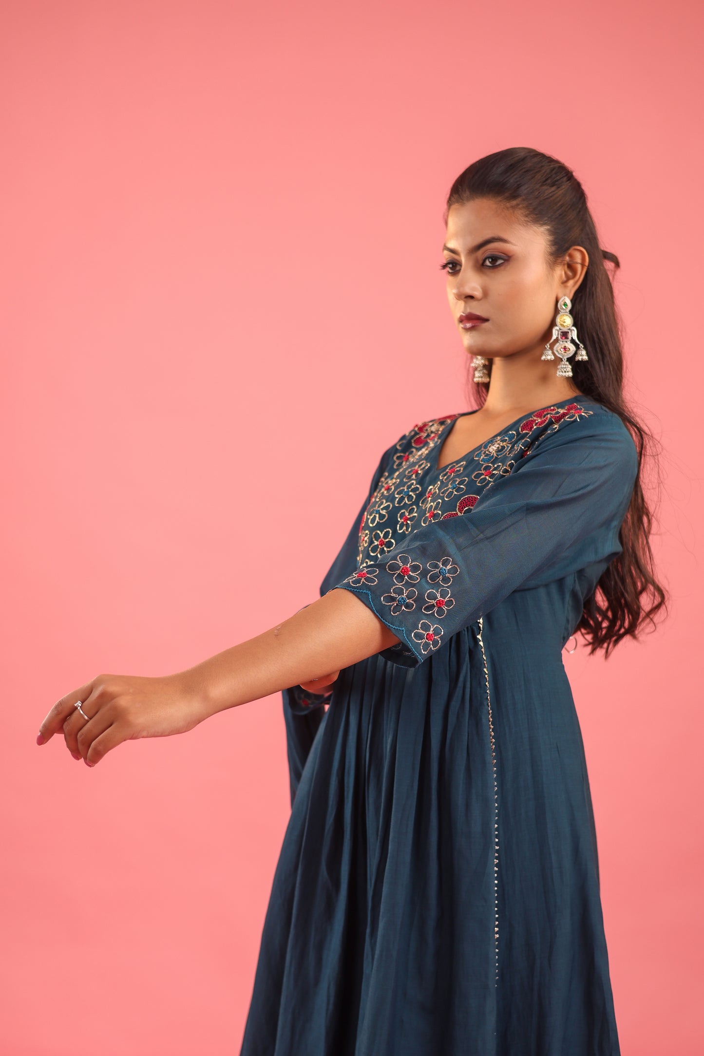 Graceful Radiance – Mul Chanderi Embroidered Suit Set