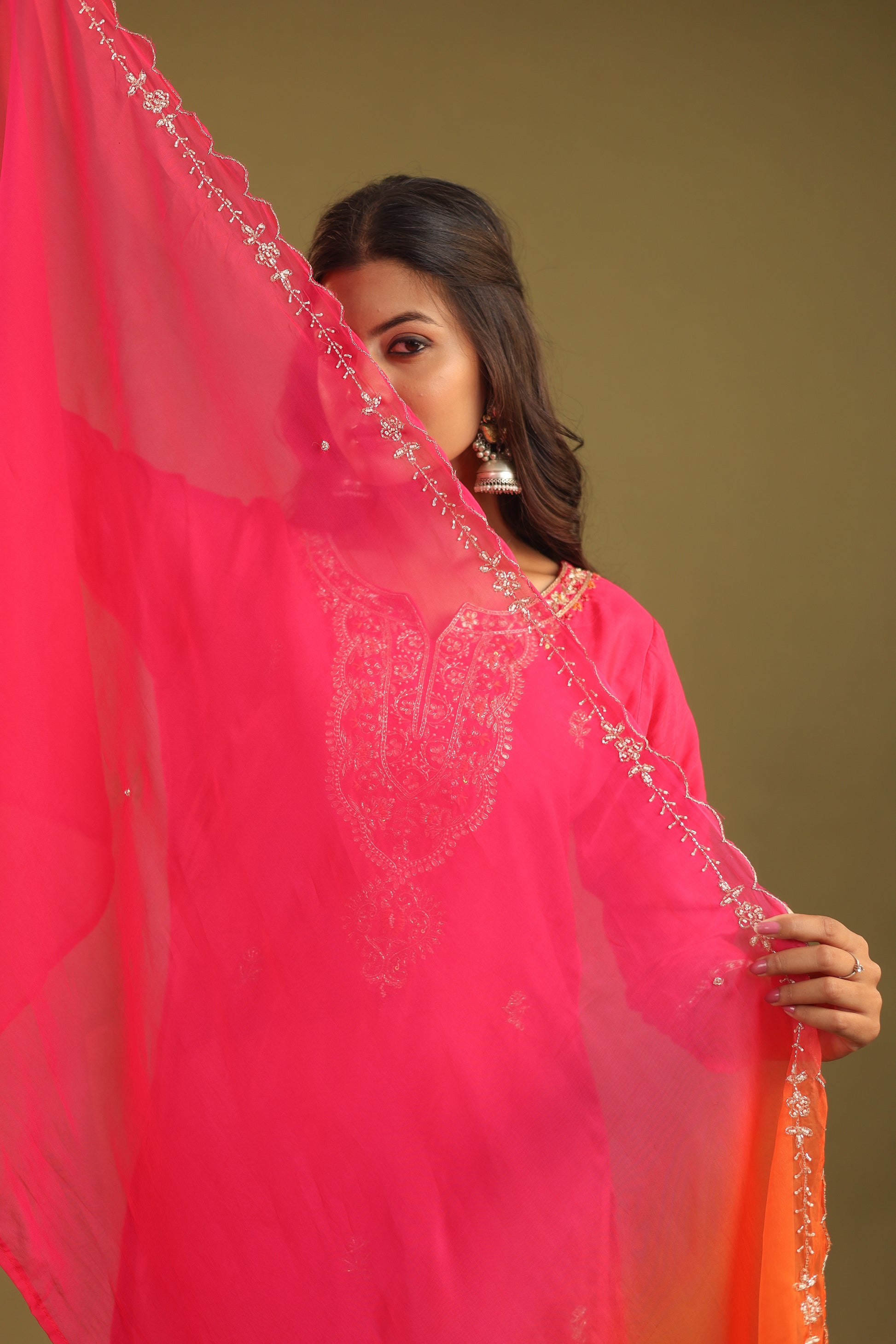 Regal Allure – Embroidered Dola Silk Suit Set for Women