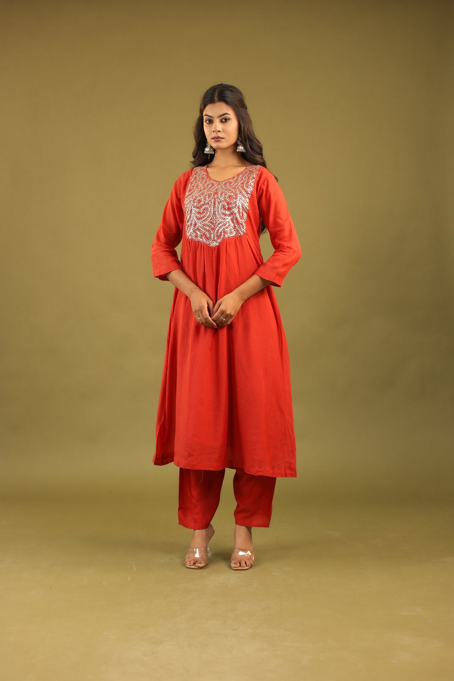 Graceful Radiance – Mul Chanderi Embroidered Suit Set