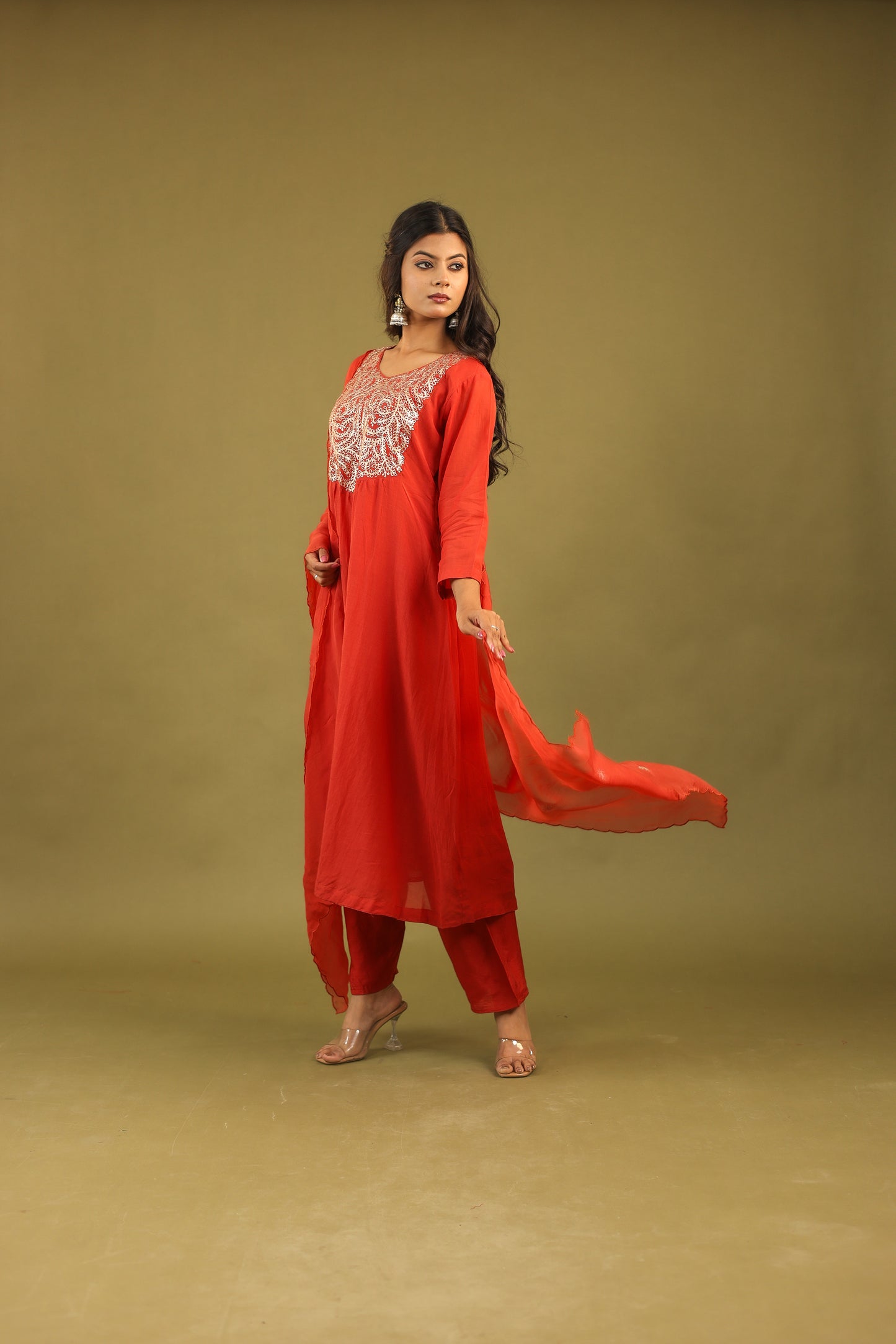 Graceful Radiance – Mul Chanderi Embroidered Suit Set