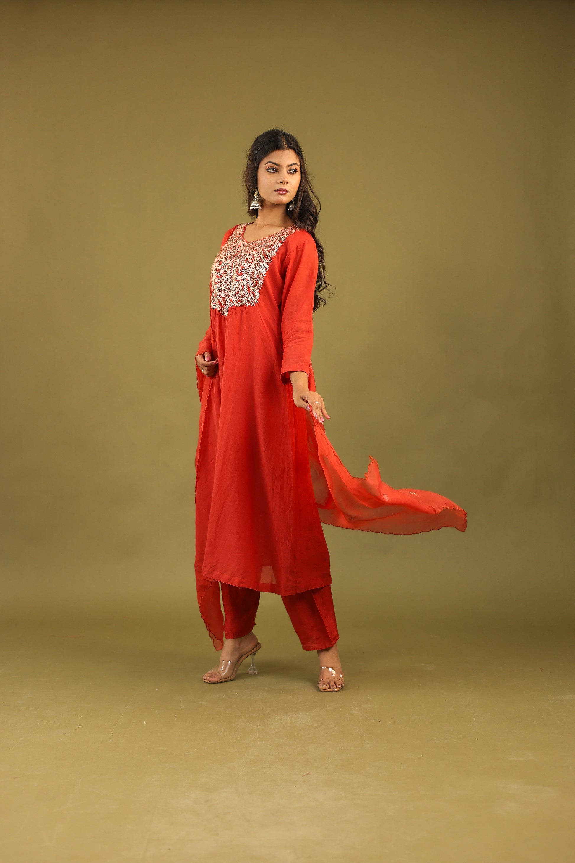 Graceful Radiance – Mul Chanderi Embroidered Suit Set