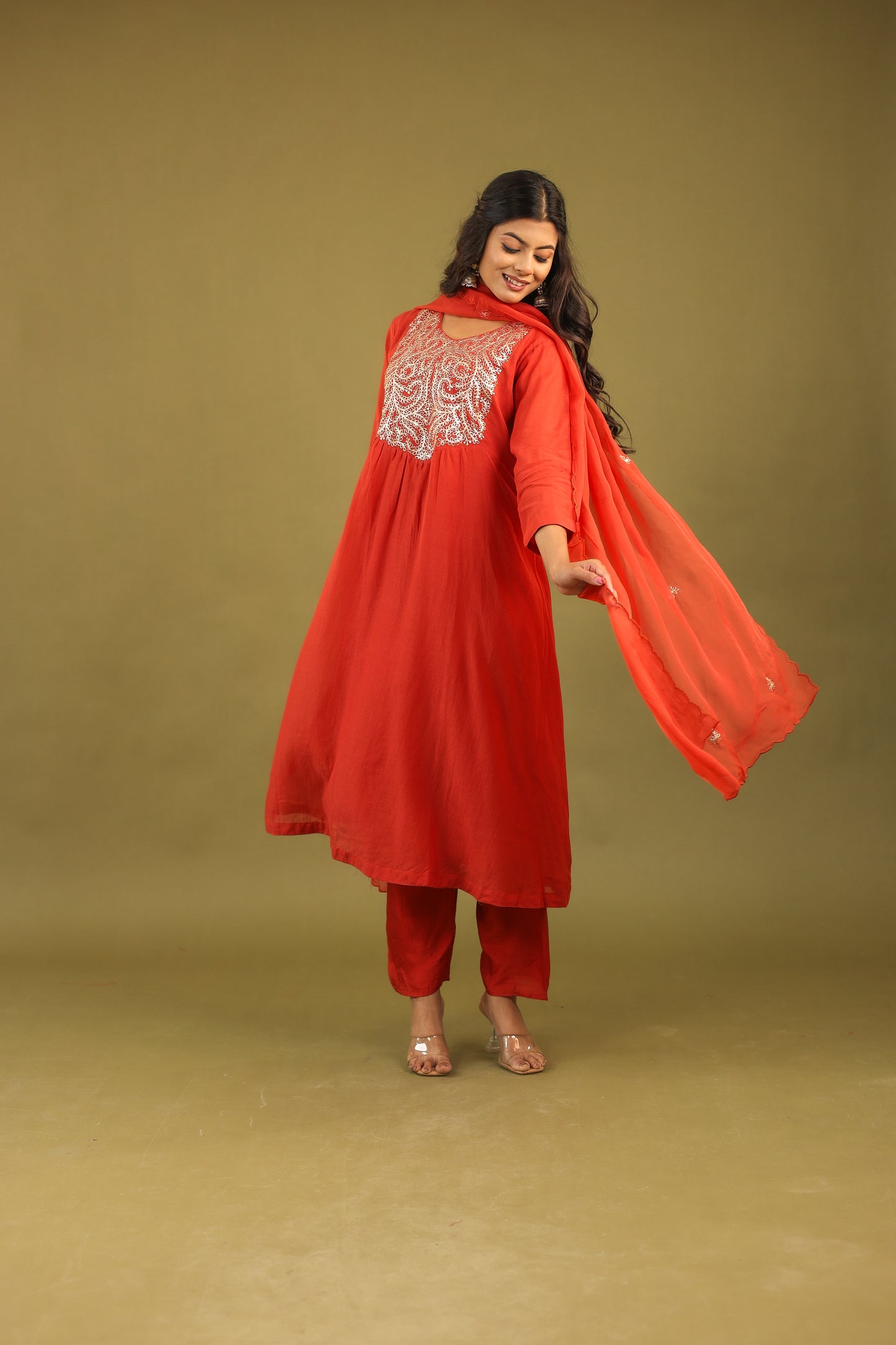 Graceful Radiance – Mul Chanderi Embroidered Suit Set