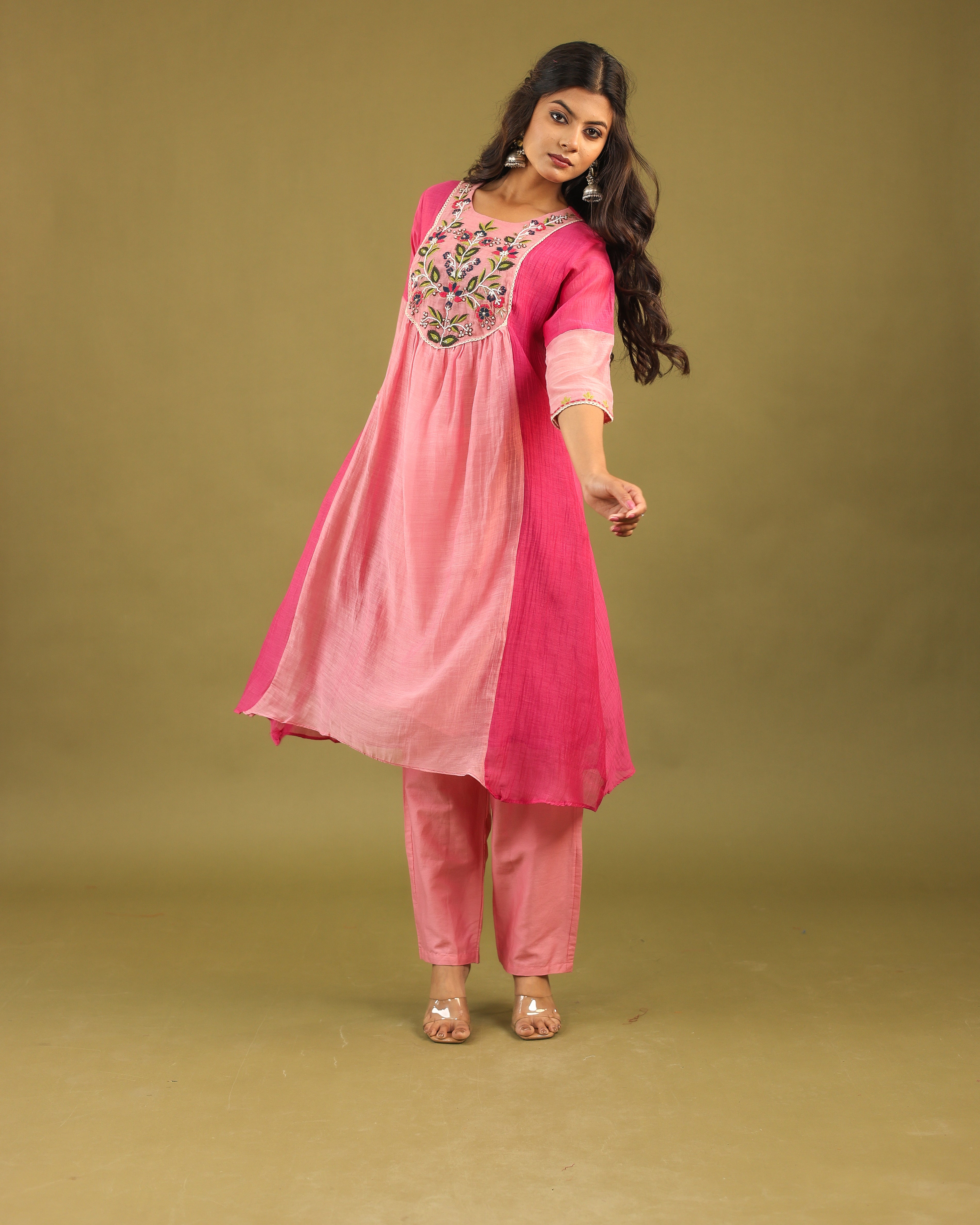 Graceful Radiance – Mul Chanderi Embroidered Suit Set