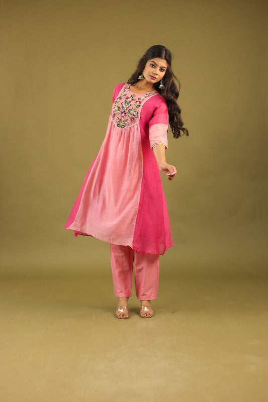 Graceful Radiance – Mul Chanderi Embroidered Suit Set