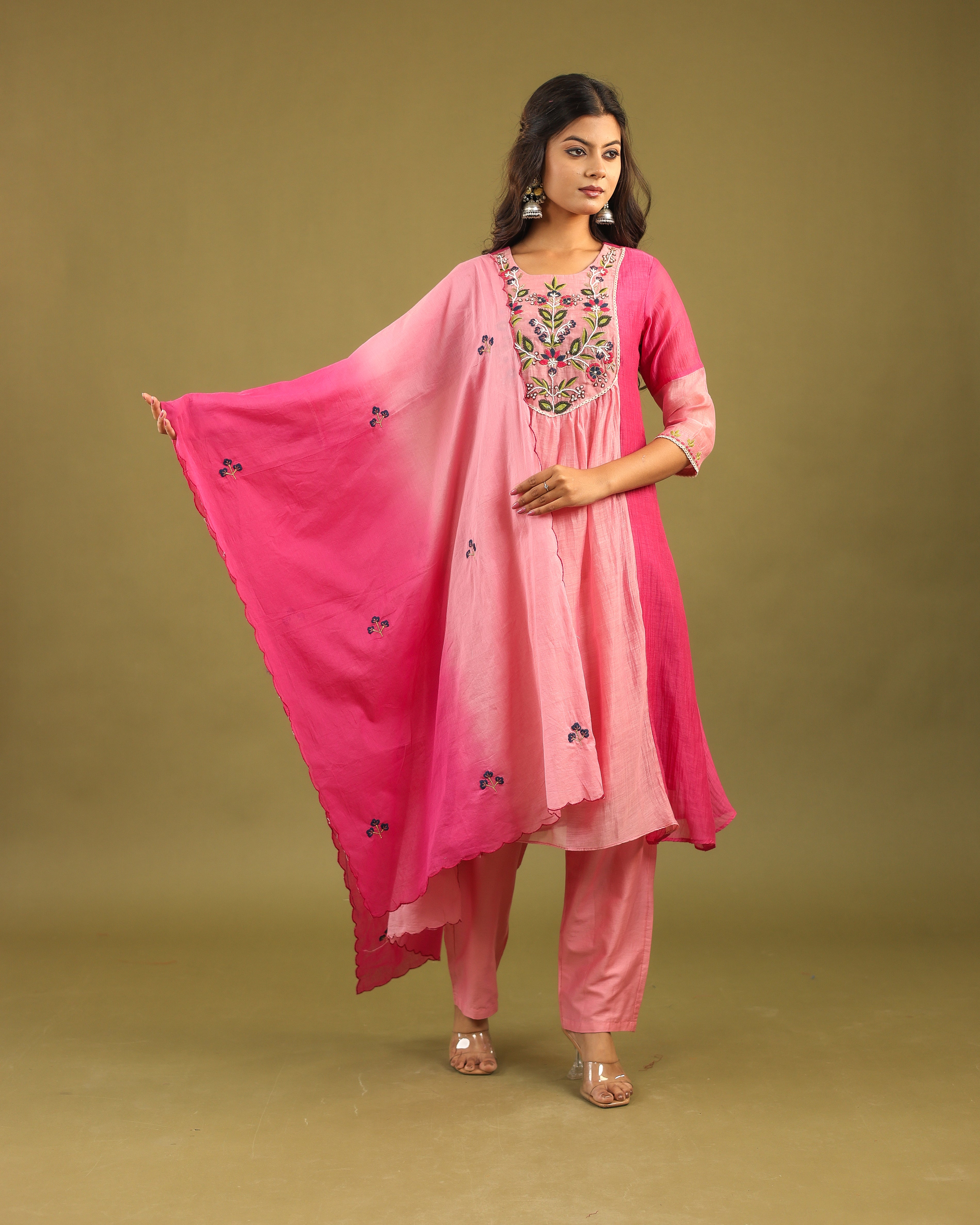 Graceful Radiance – Mul Chanderi Embroidered Suit Set