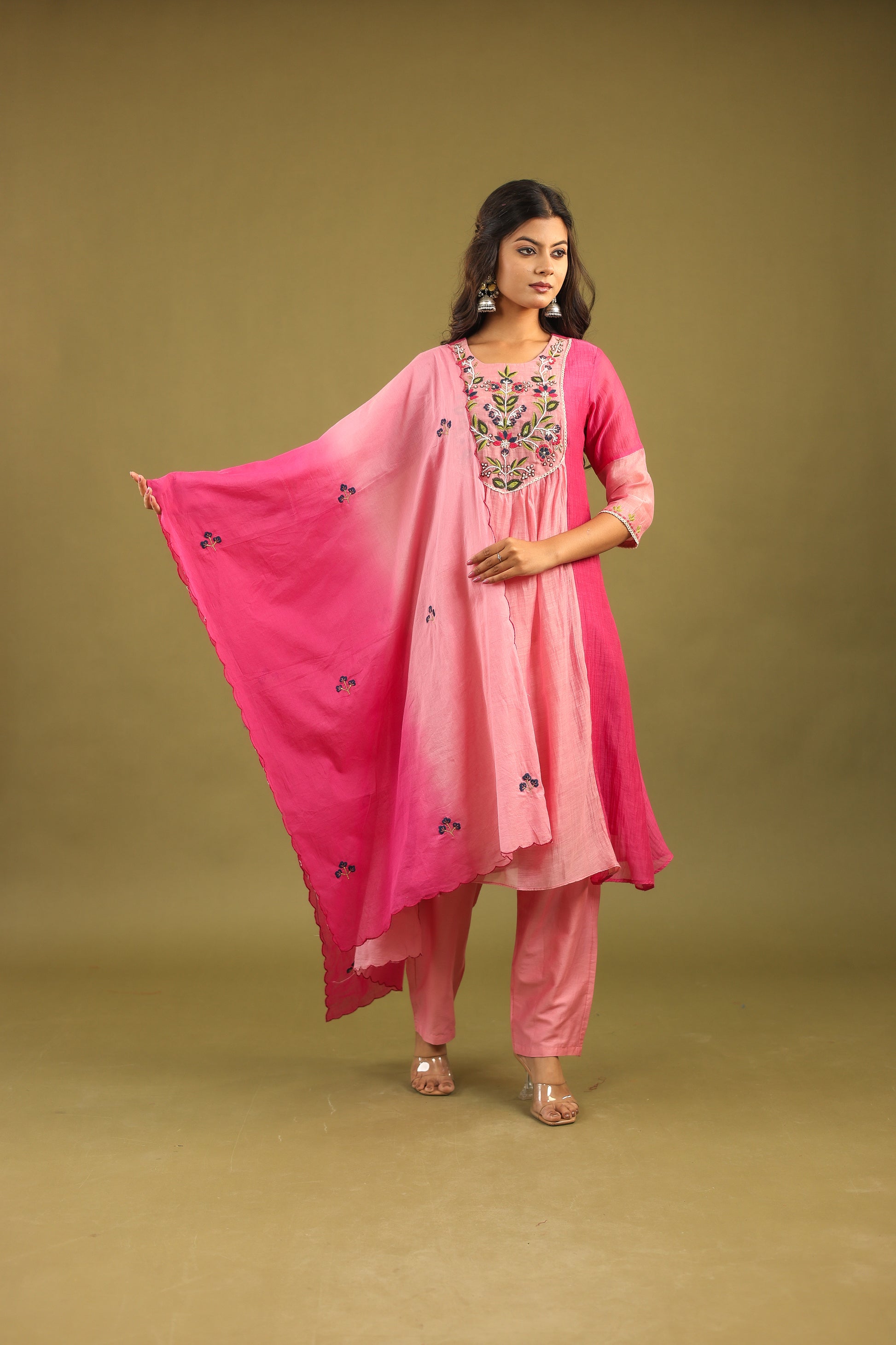 Graceful Radiance – Mul Chanderi Embroidered Suit Set