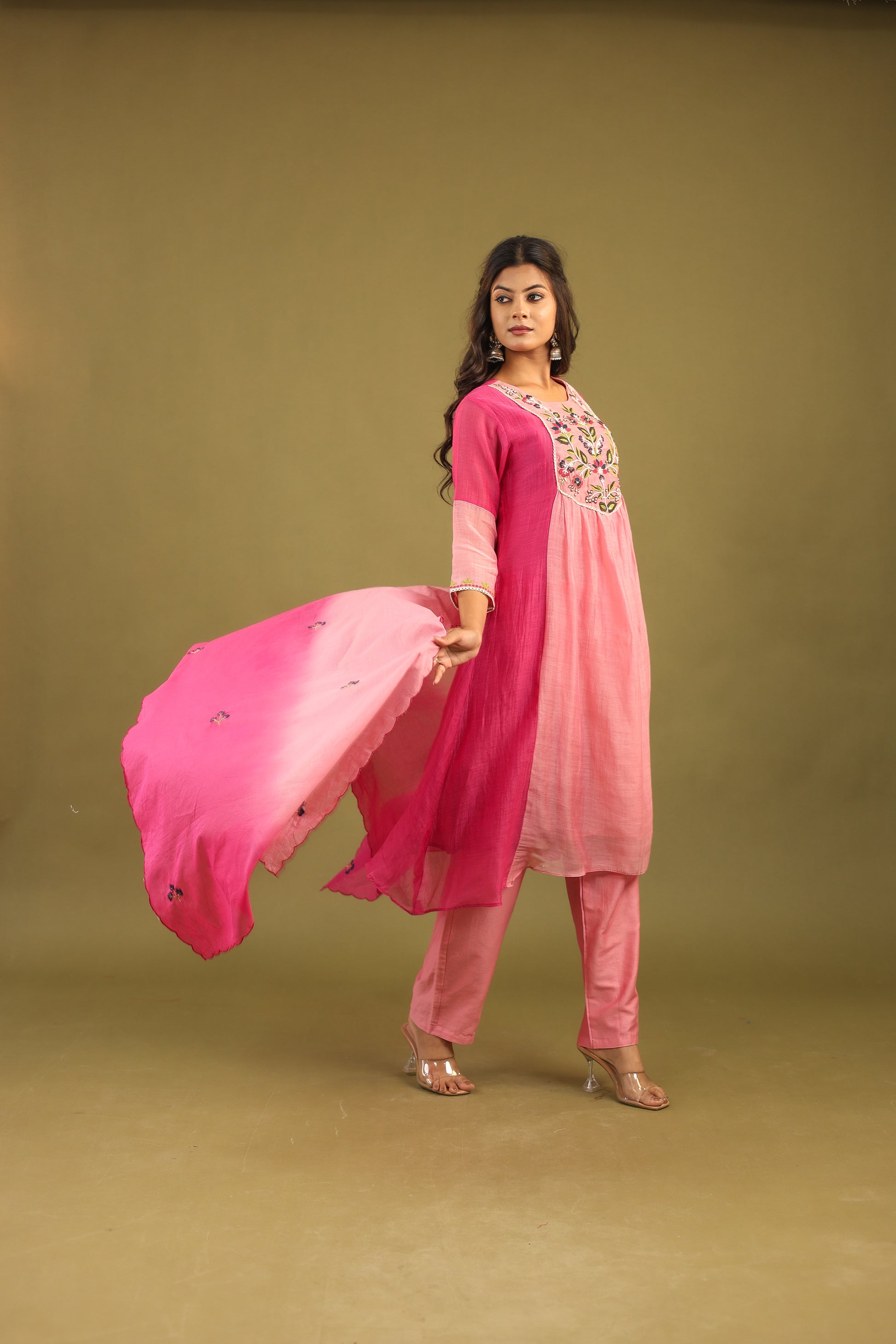 Graceful Radiance – Mul Chanderi Embroidered Suit Set