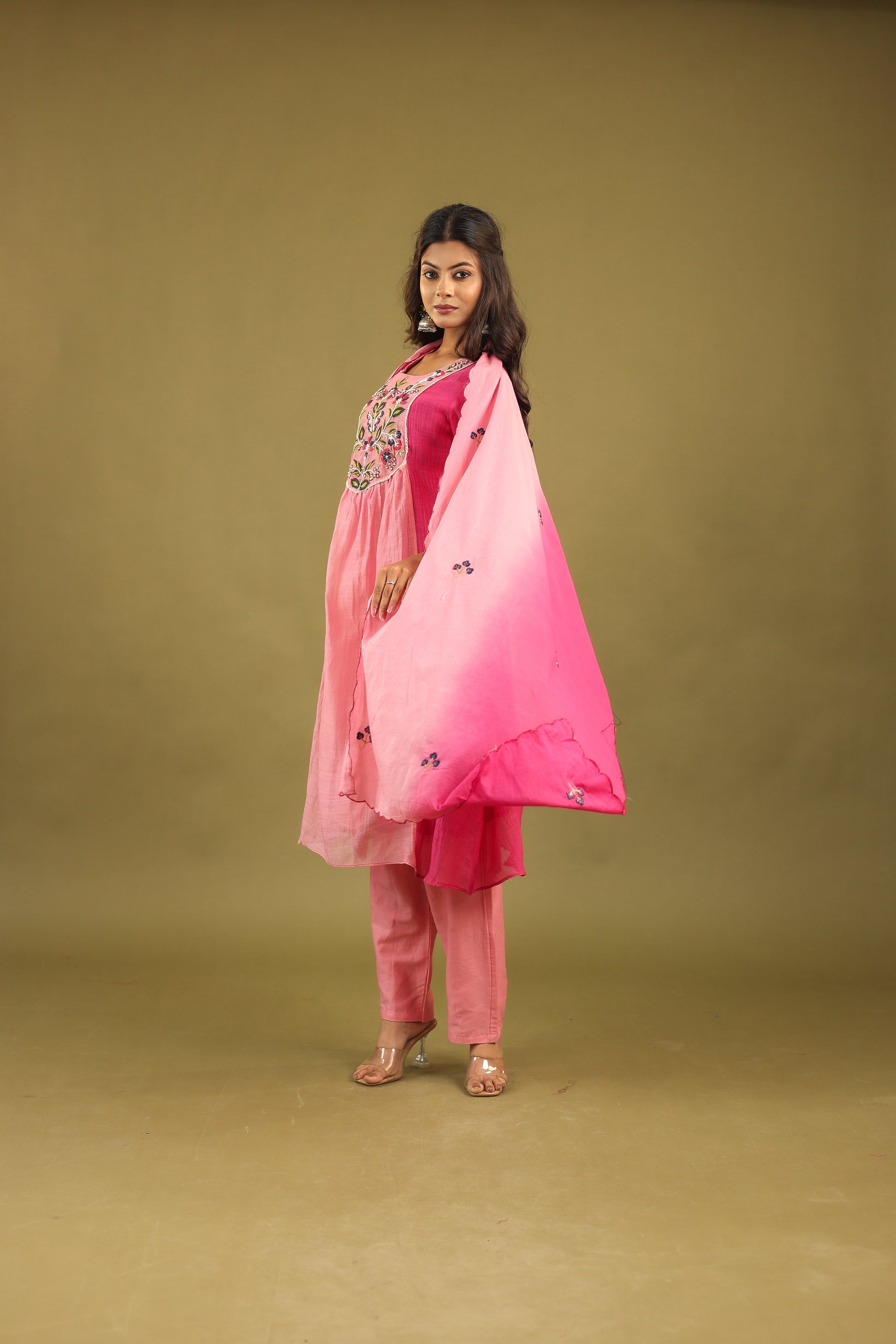 Graceful Radiance – Mul Chanderi Embroidered Suit Set