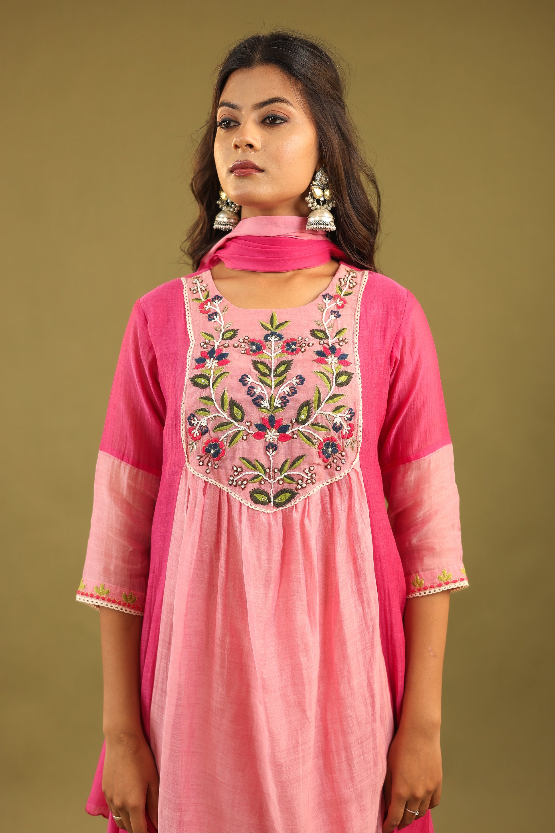 Graceful Radiance – Mul Chanderi Embroidered Suit Set