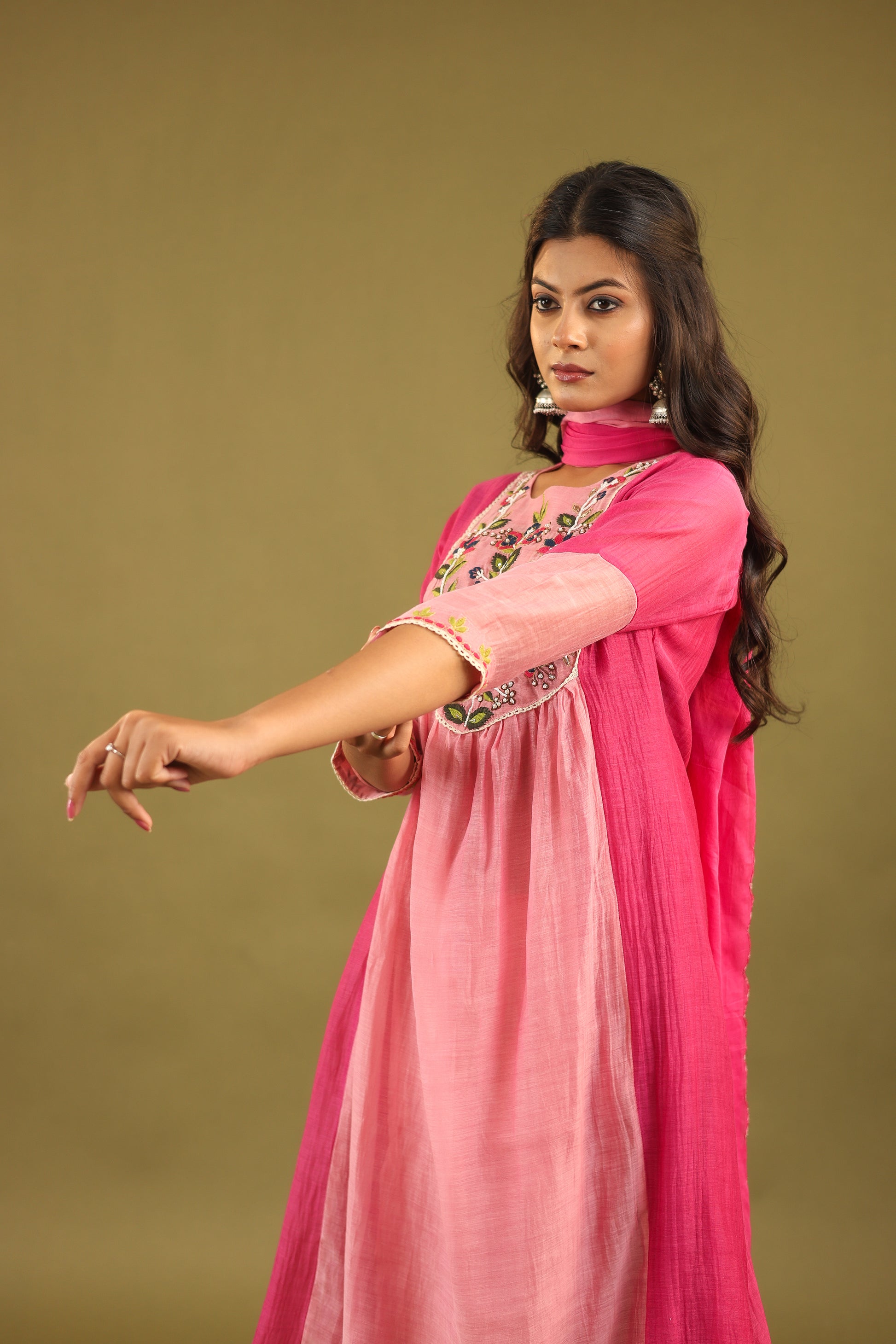 Graceful Radiance – Mul Chanderi Embroidered Suit Set