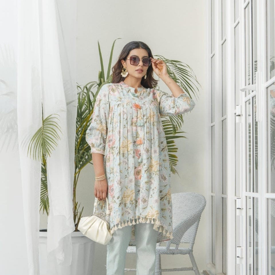 Elegant Pure Mul Cotton Co-ord Set – Breathable, Soft & Stylish (White)