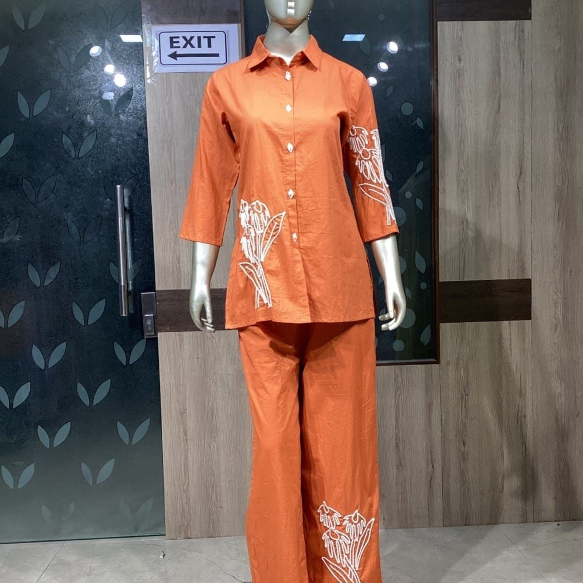 Elegant Pure Mul Cotton Co-ord Set – Breathable, Soft & Stylish (Orange)