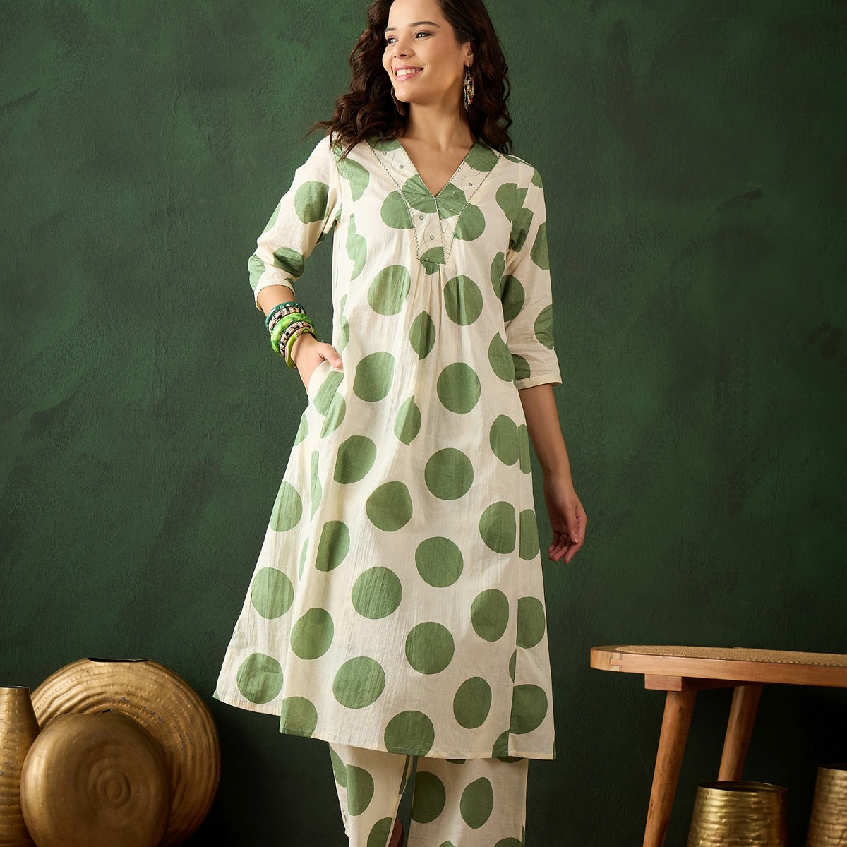 Elegant Pure Mul Cotton Co-ord Set – Breathable, Soft & Stylish (Green)