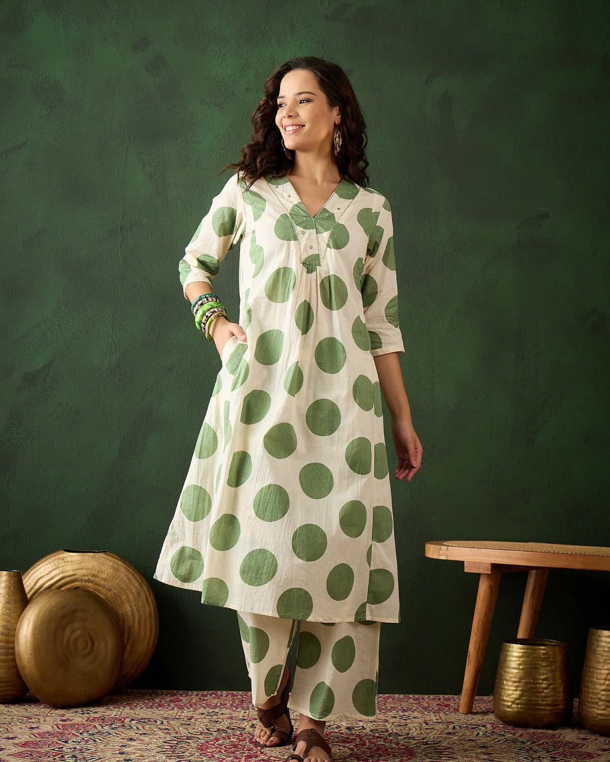 Elegant Pure Mul Cotton Co-ord Set – Breathable, Soft & Stylish (Green)
