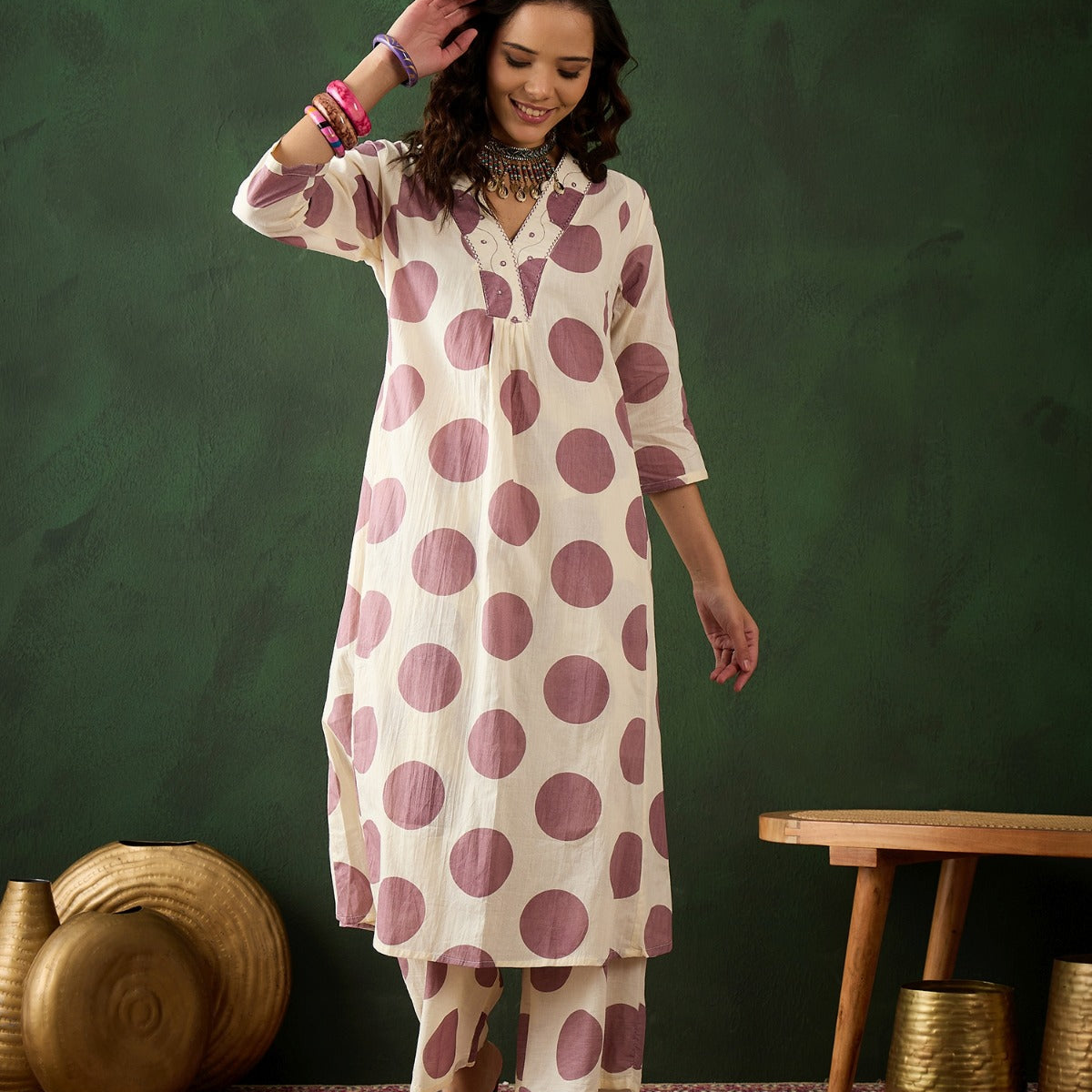 Elegant Pure Mul Cotton Co-ord Set – Breathable, Soft & Stylish (Purple)