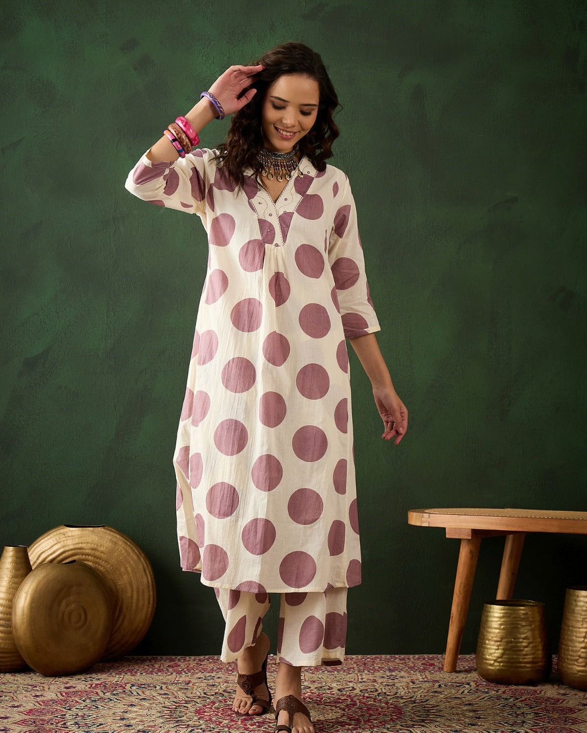 Elegant Pure Mul Cotton Co-ord Set – Breathable, Soft & Stylish (Purple)